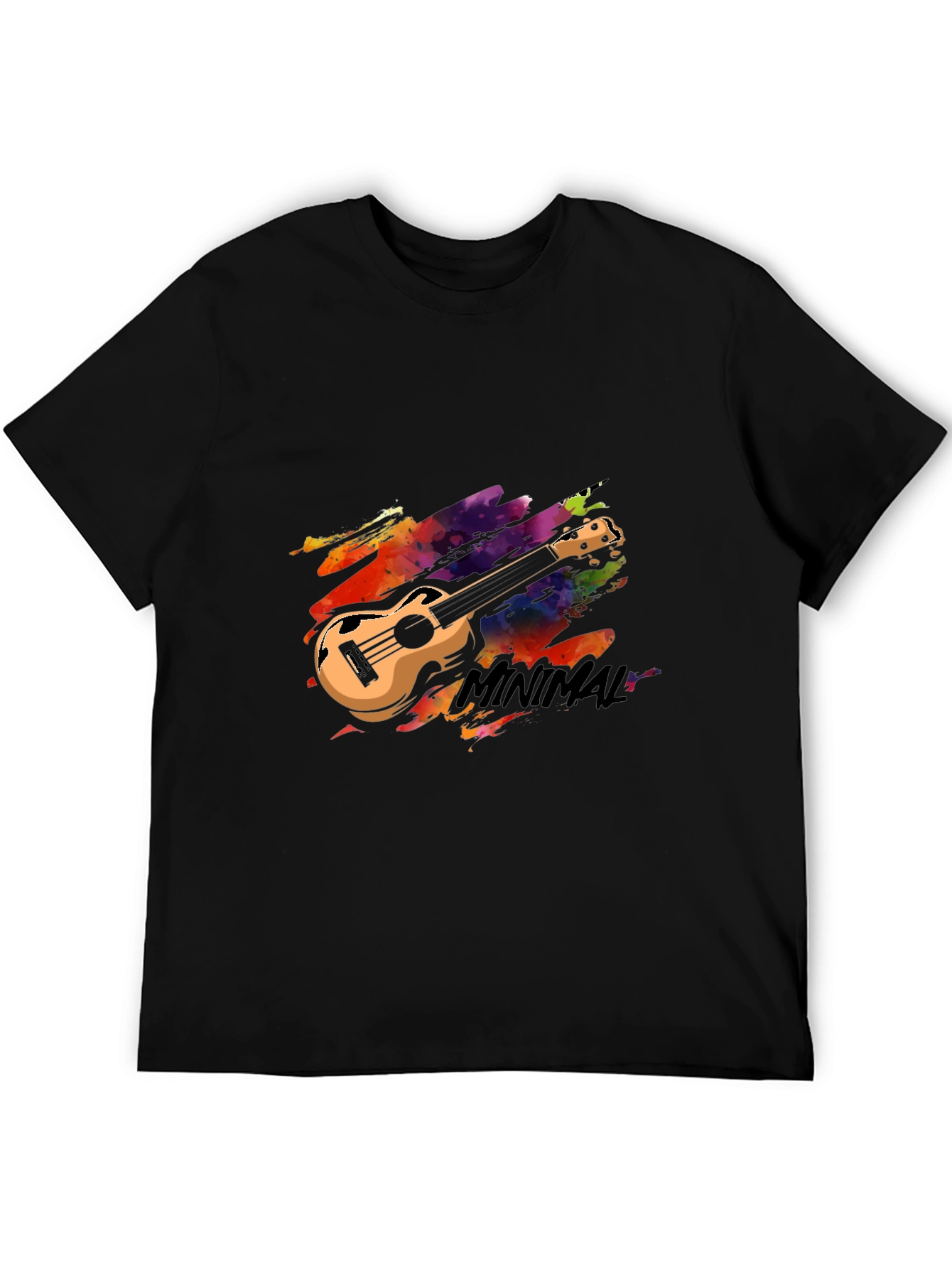 Minimal Ukulele Graphic Tee - Stylish Black T-Shirt