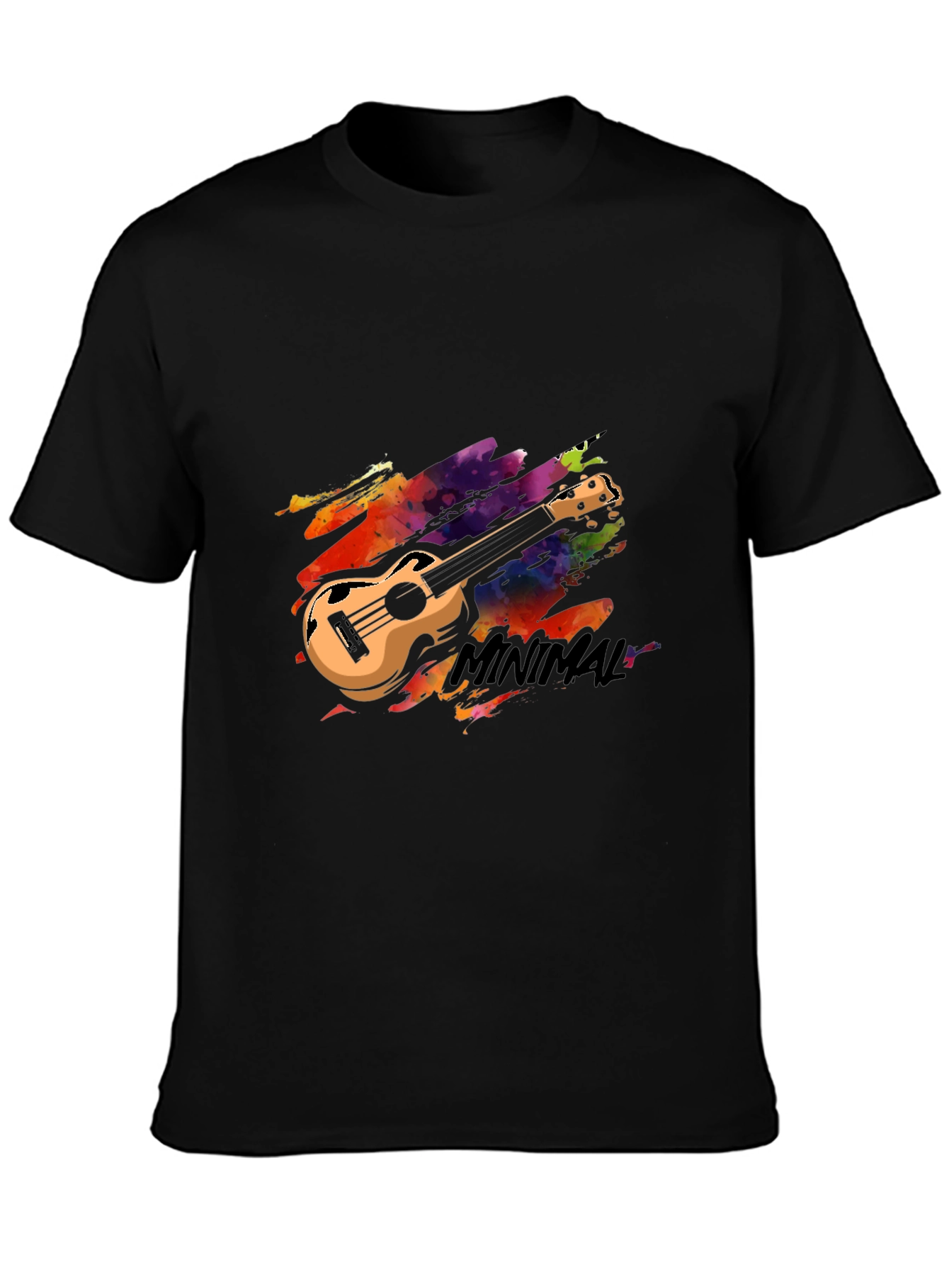 Minimal Ukulele Graphic Tee - Stylish Black T-Shirt
