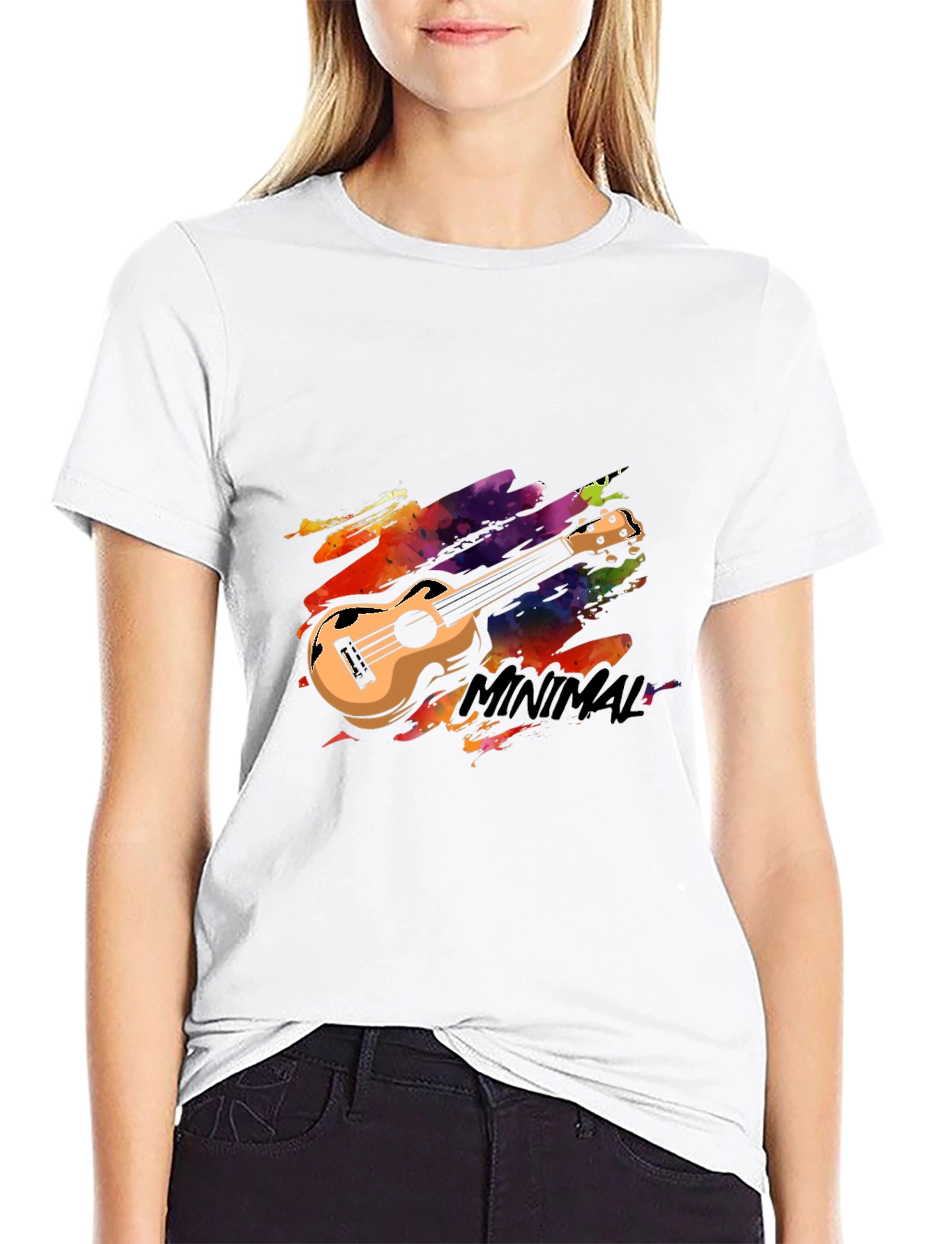 Minimal Ukulele Graphic Tee - Stylish Black T-Shirt