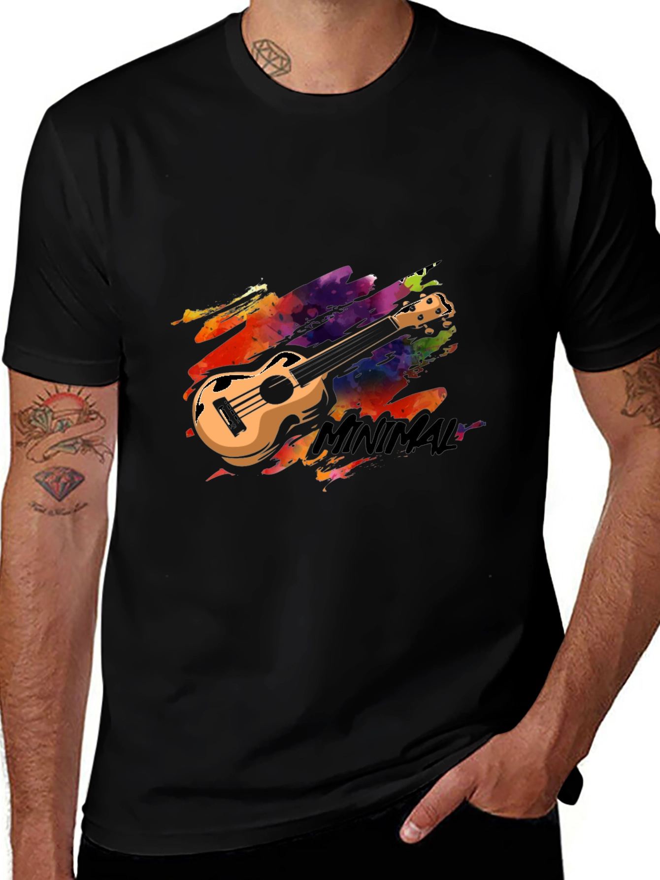 Minimal Ukulele Graphic Tee - Stylish Black T-Shirt