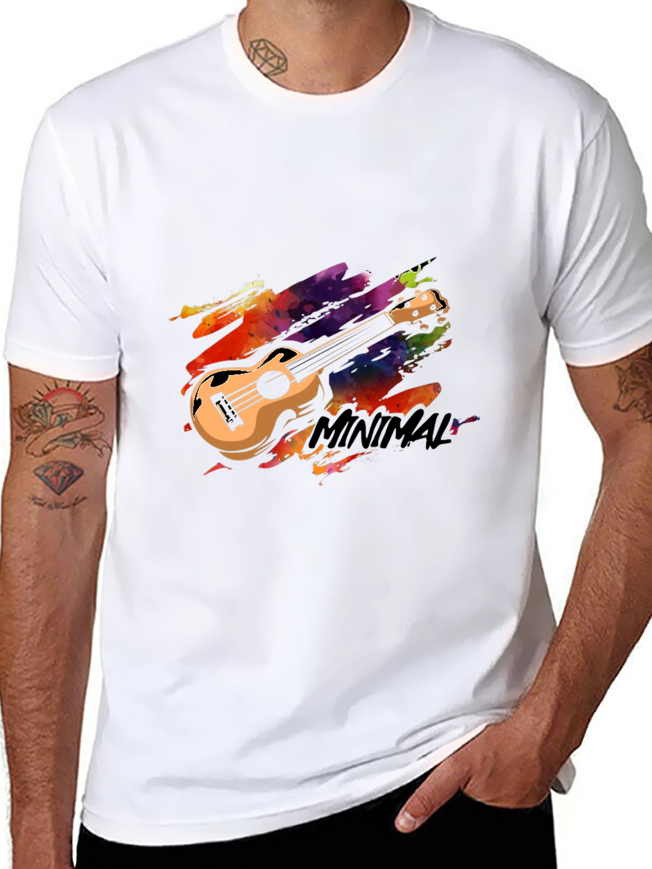 Minimal Ukulele Graphic Tee - Stylish Black T-Shirt