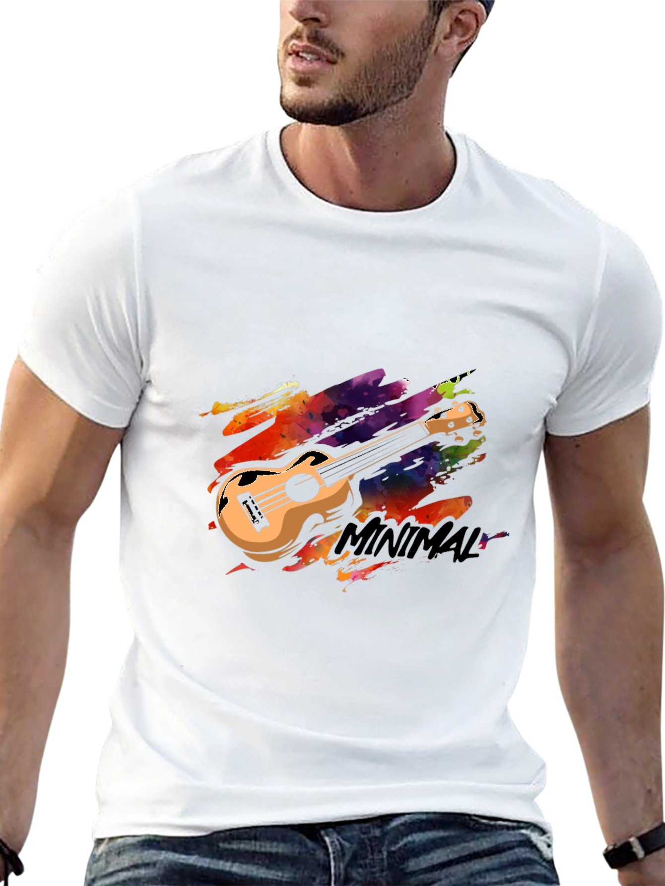 Minimal Ukulele Graphic Tee - Stylish Black T-Shirt