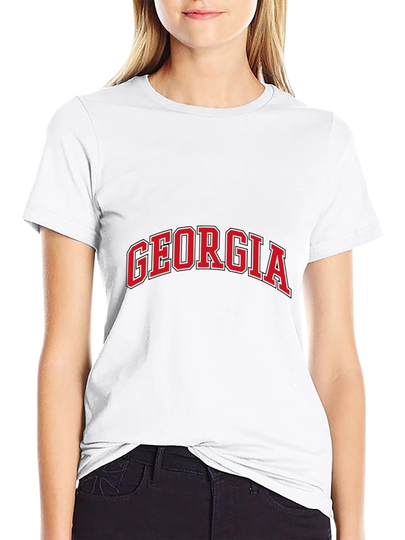 Georgia Red Text Black T-Shirt