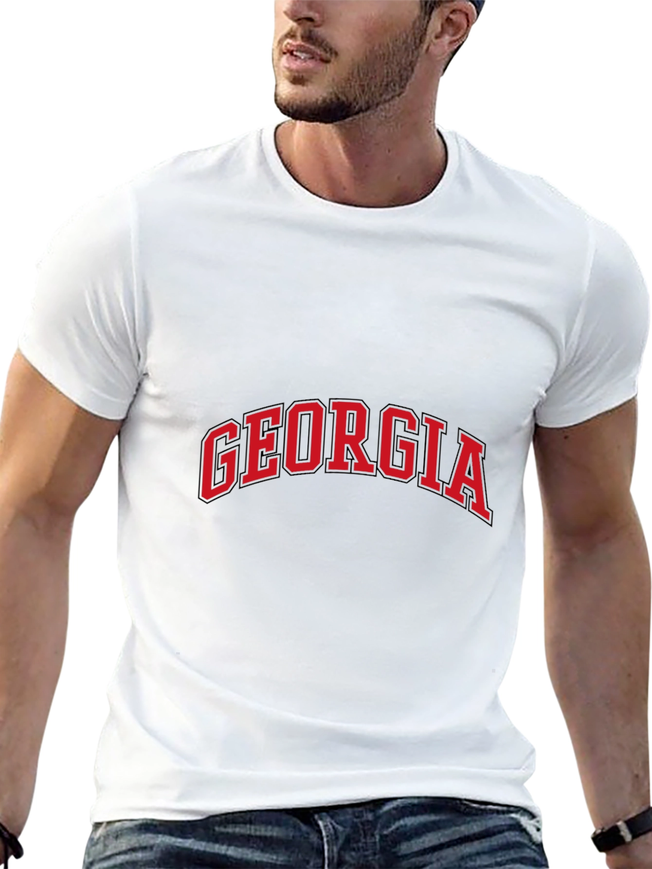 Georgia Red Text Black T-Shirt