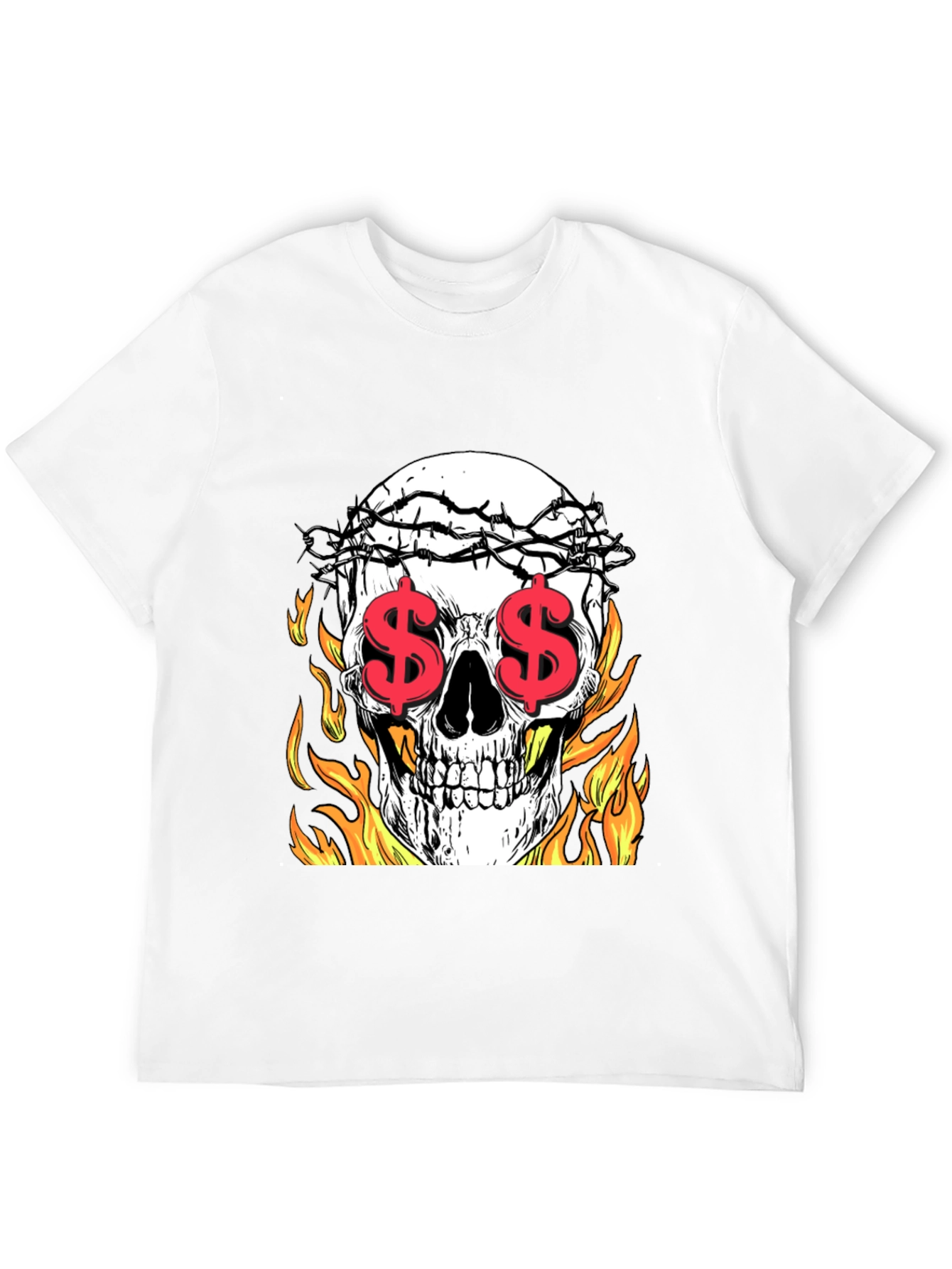 Skull with Dollar Eyes Graphic Tee