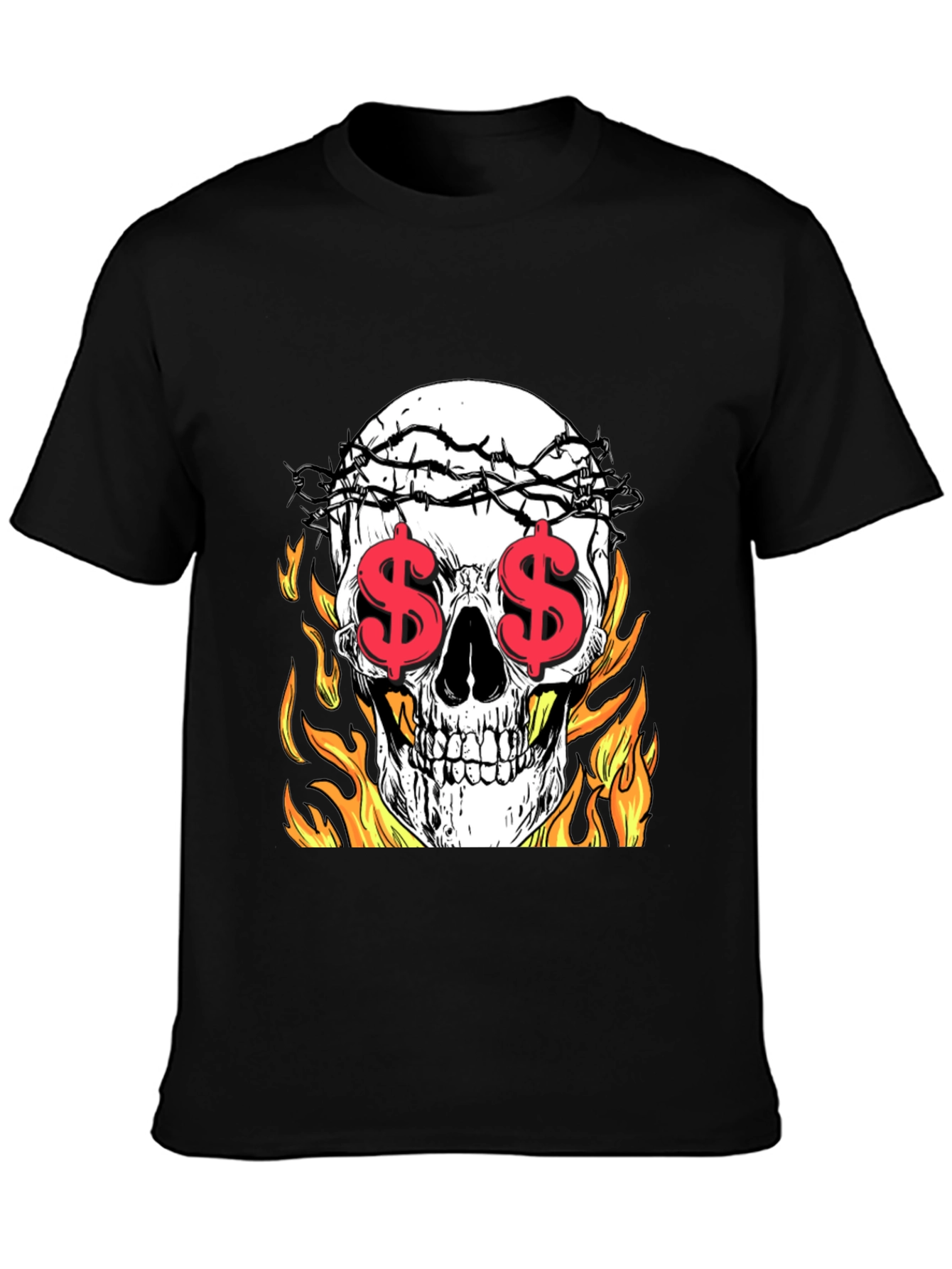 Skull with Dollar Eyes Graphic Tee