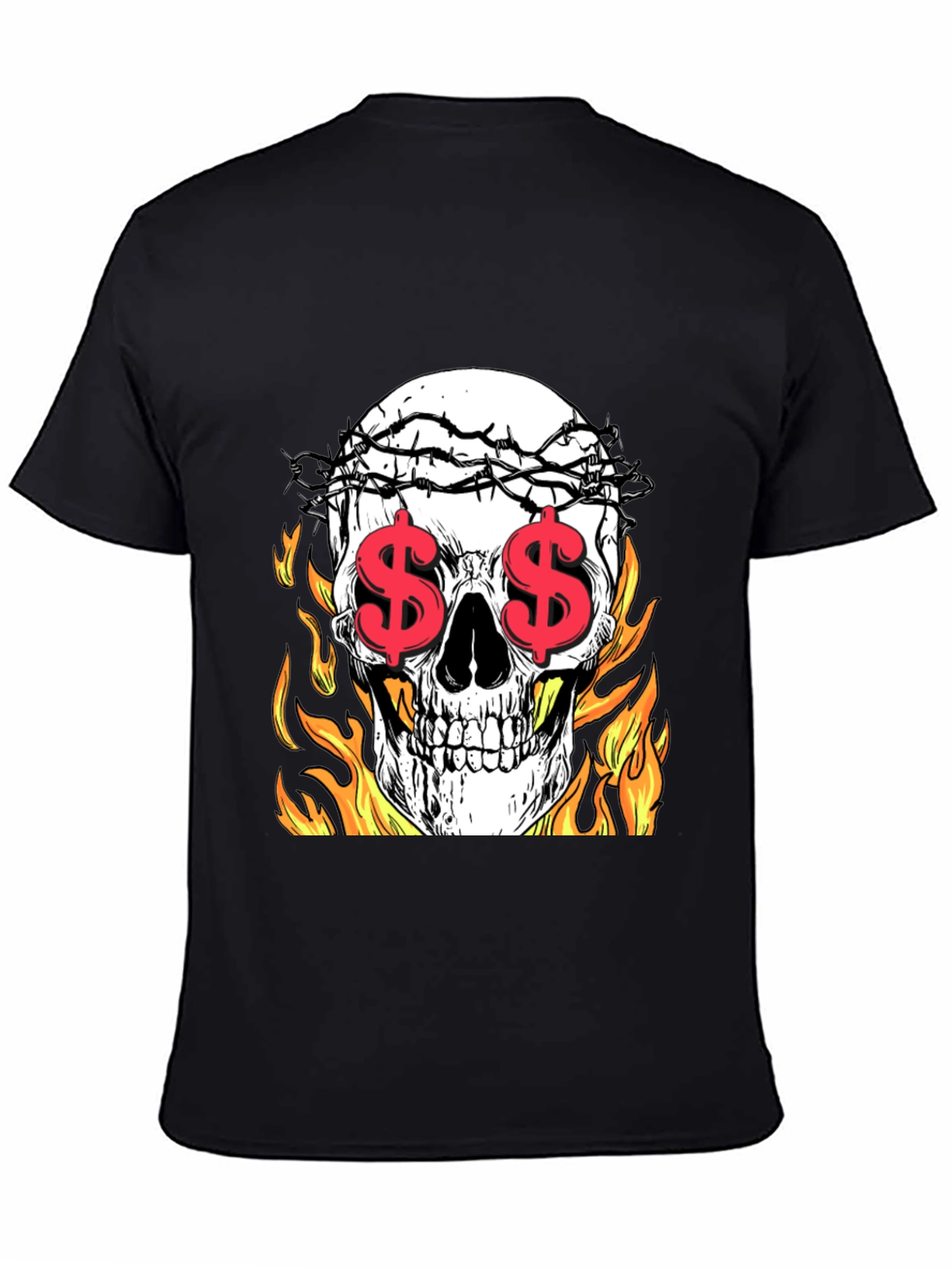 Skull with Dollar Eyes Graphic Tee