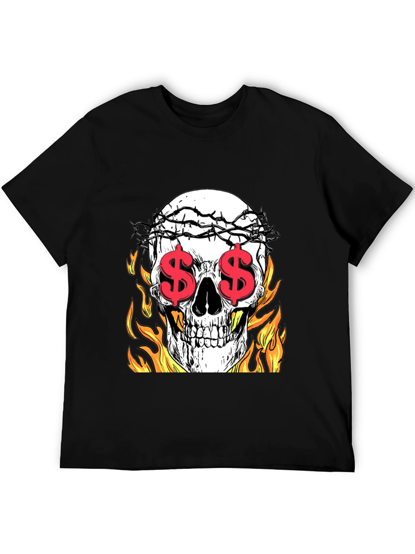 Skull with Dollar Eyes Graphic Tee