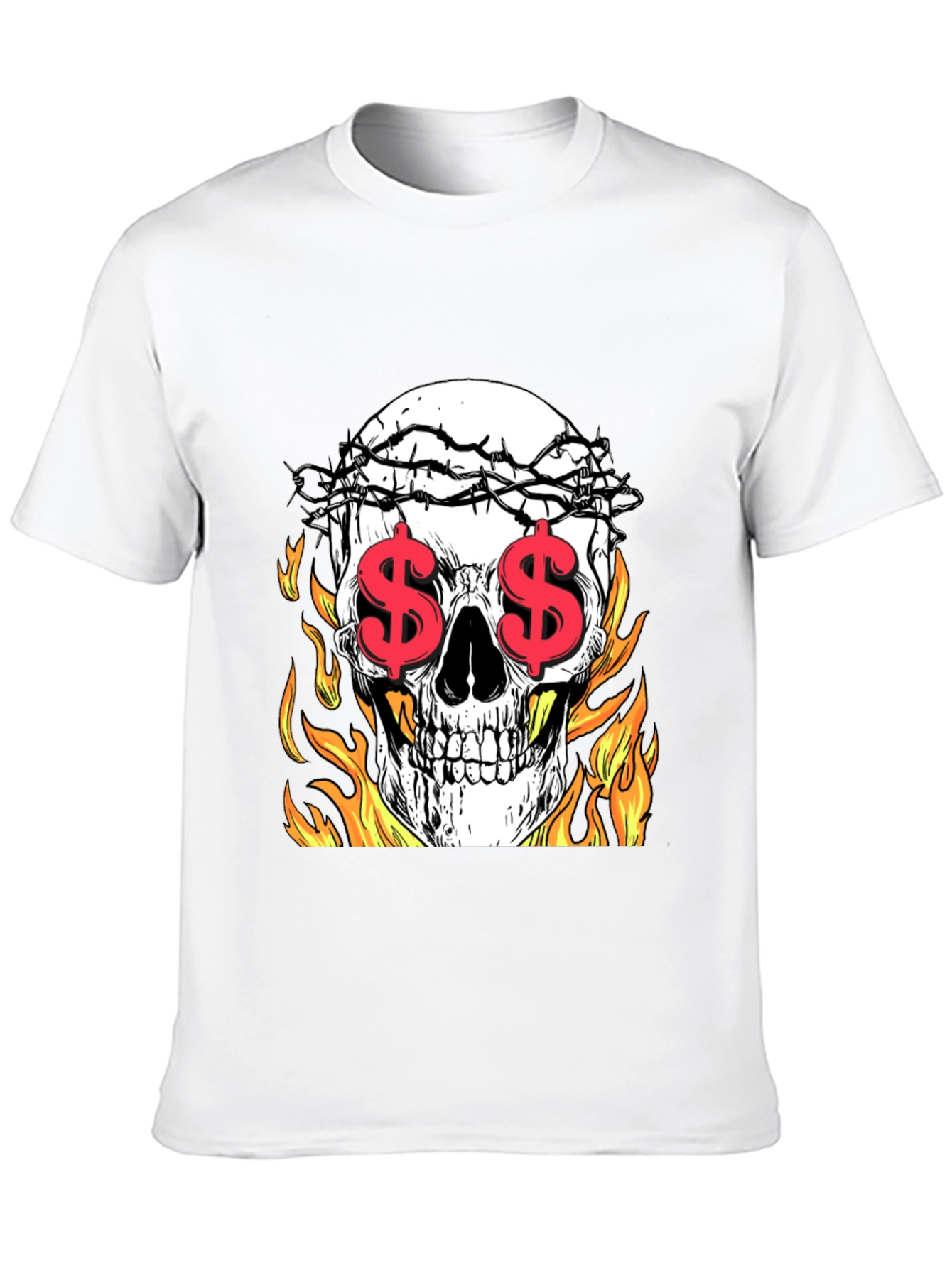 Skull with Dollar Eyes Graphic Tee