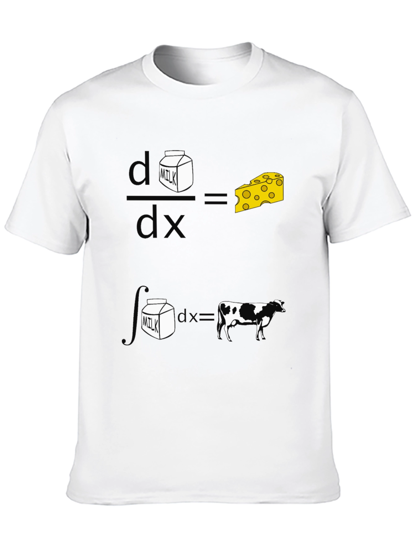 Funny Math Milk and Cheese Cow Black T-Shirt