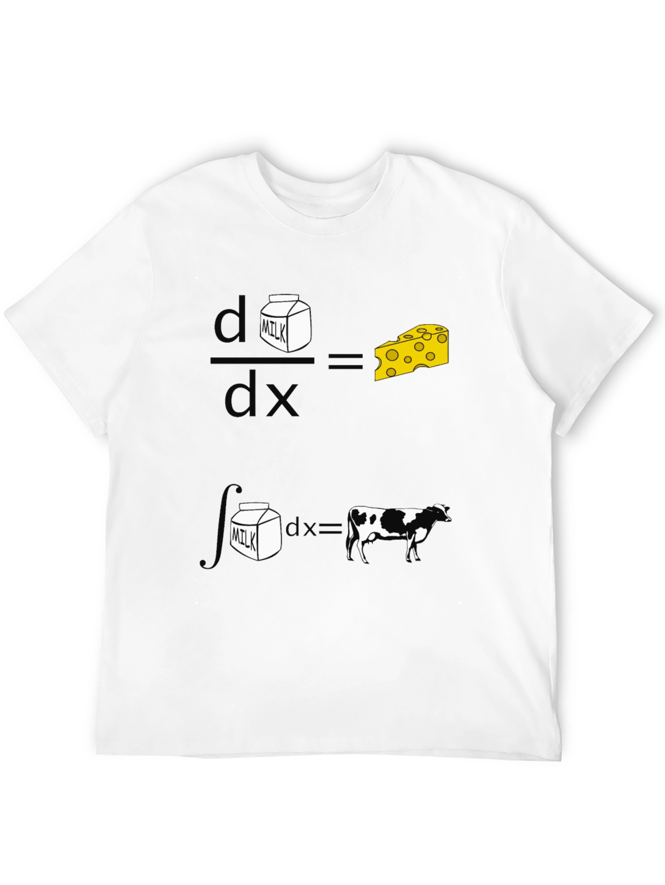 Funny Math Milk and Cheese Cow Black T-Shirt