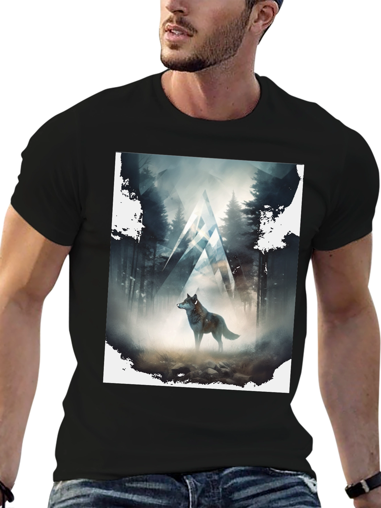 Wolf Forest Graphic Tee - Black