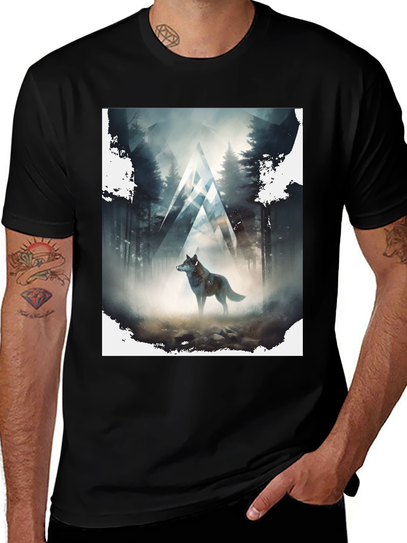 Wolf Forest Graphic Tee - Black