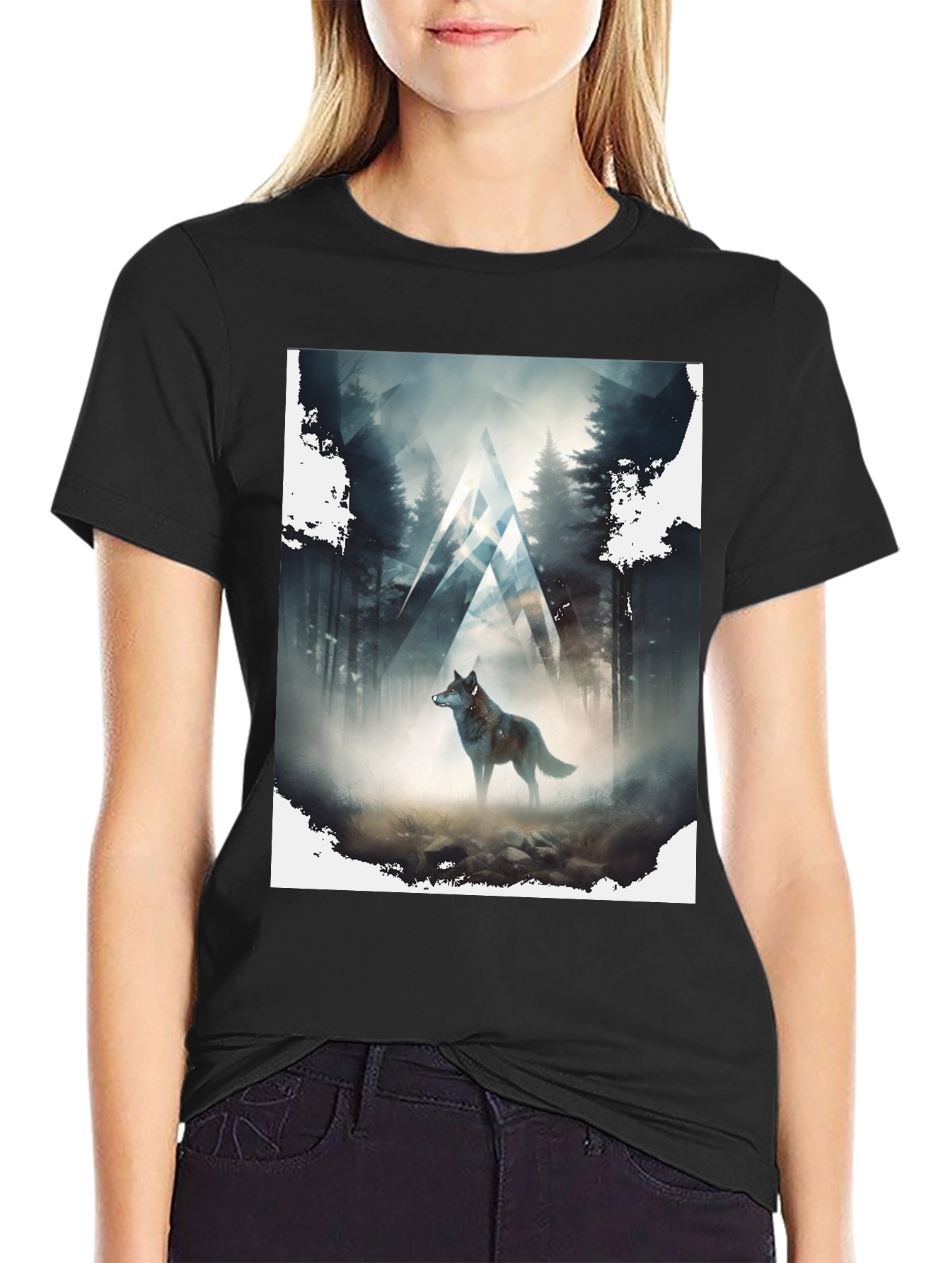 Wolf Forest Graphic Tee - Black