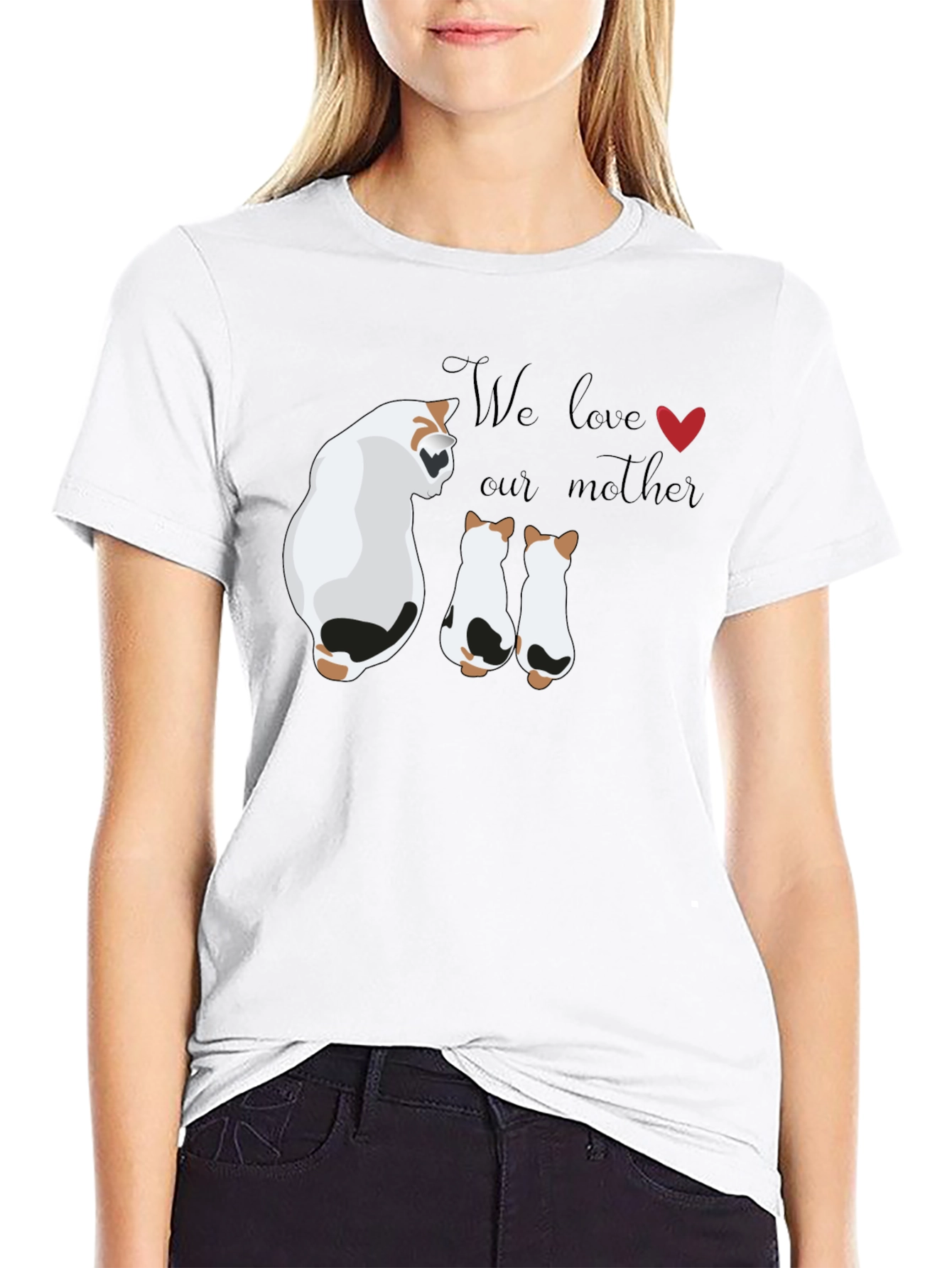 Cute Cat Mom T-Shirt - We Love Our Mother