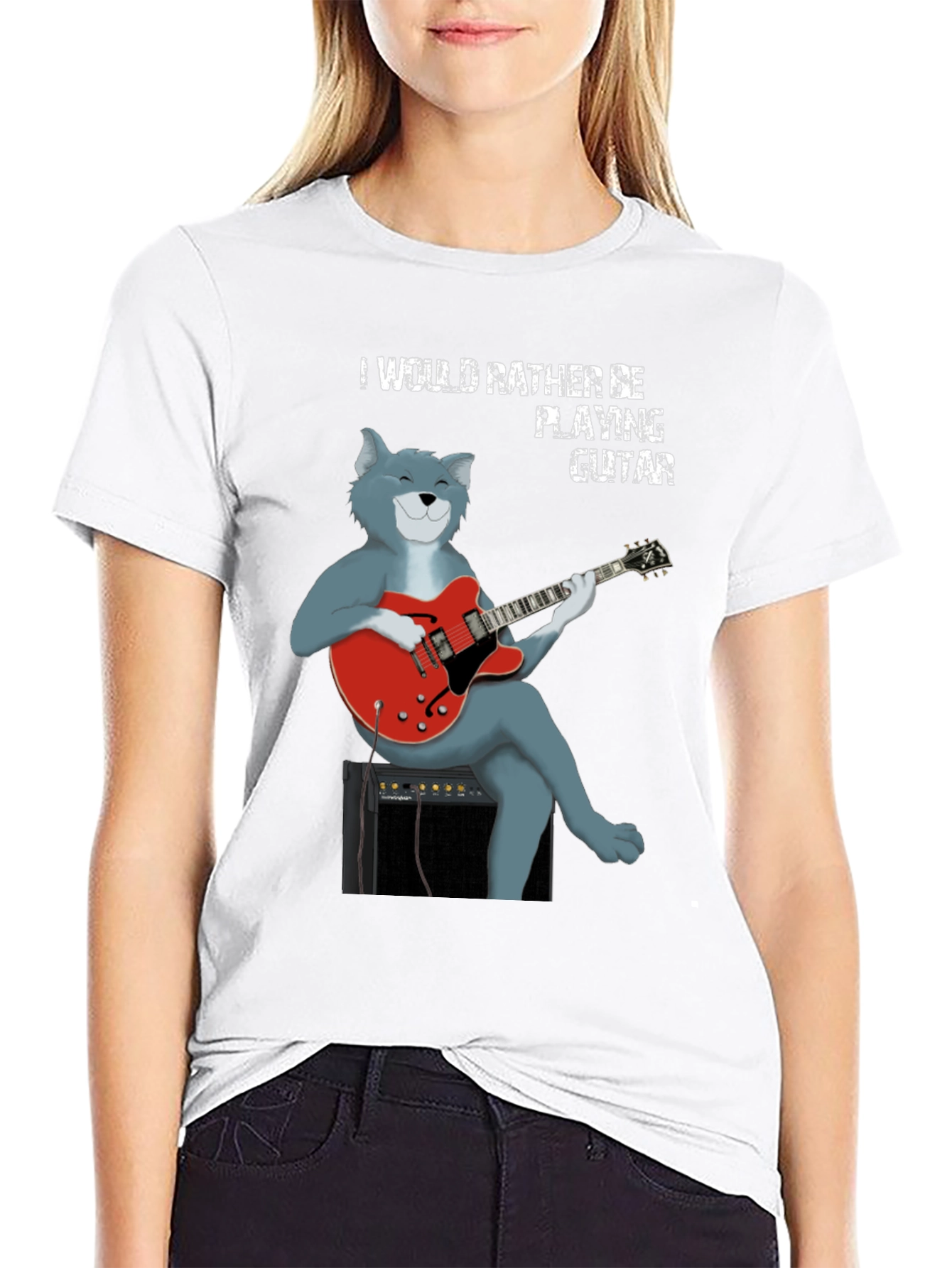 Cat Guitarist T-Shirt - Playful Music Lover Tee