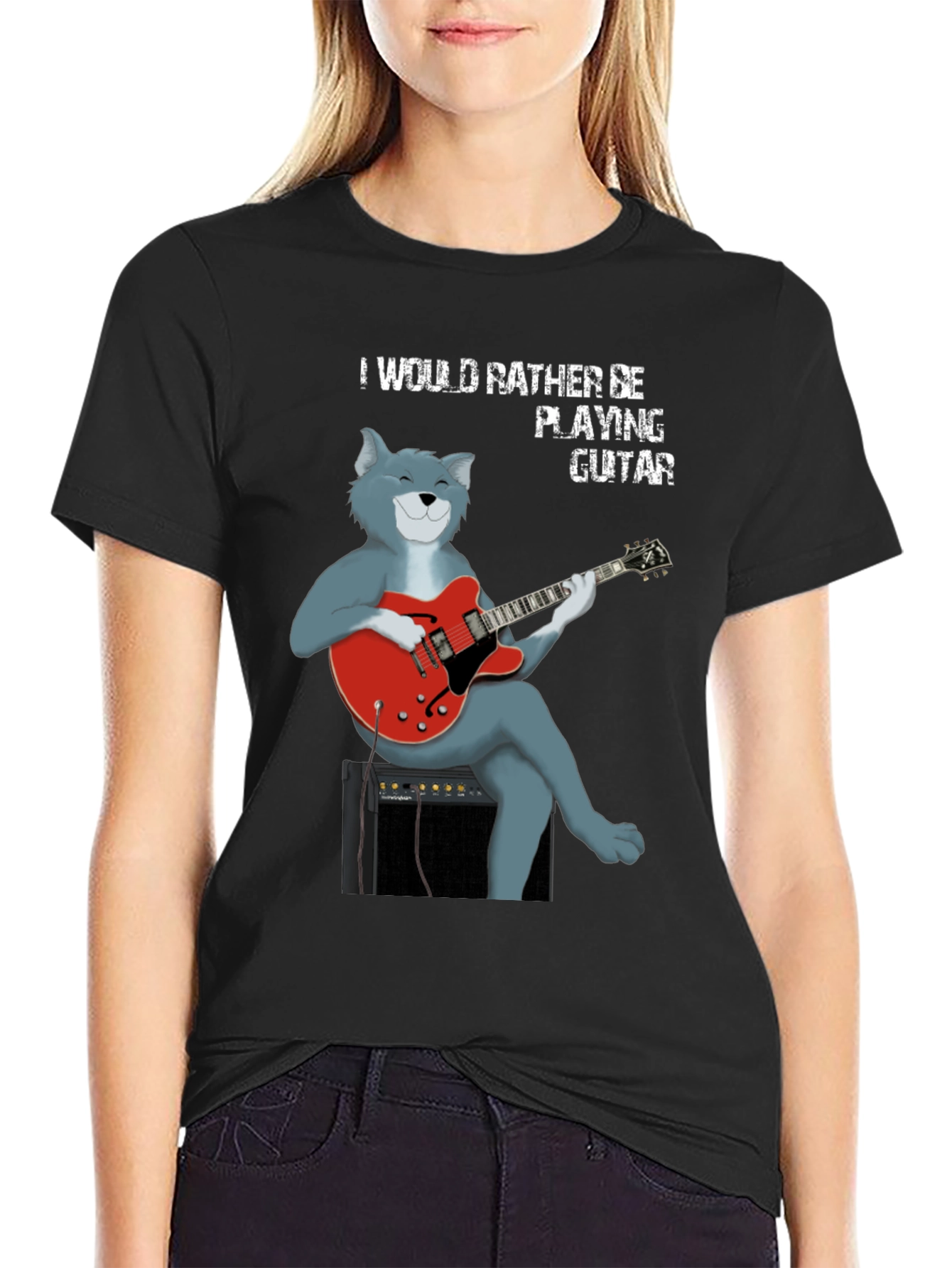 Cat Guitarist T-Shirt - Playful Music Lover Tee