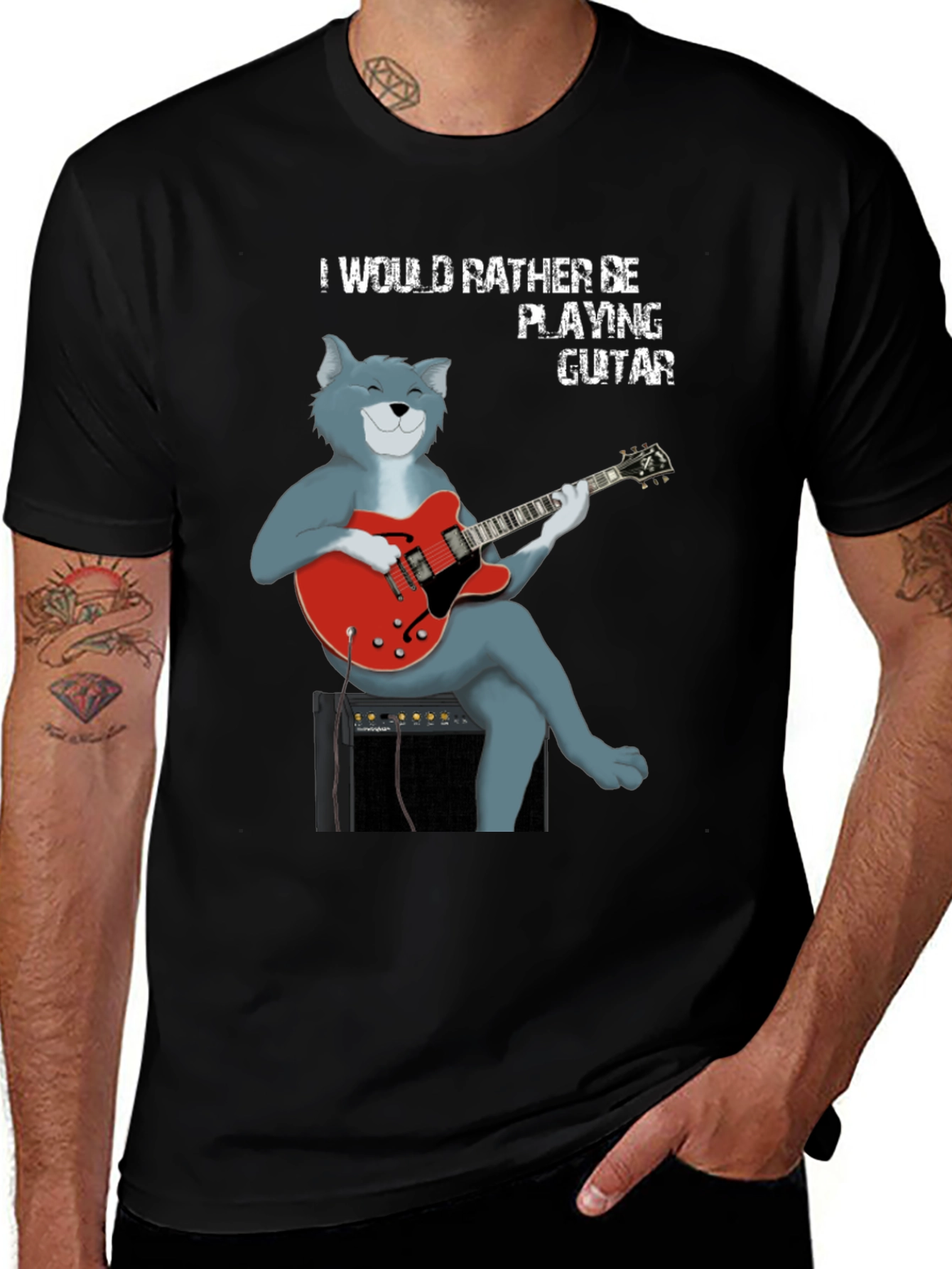 Cat Guitarist T-Shirt - Playful Music Lover Tee