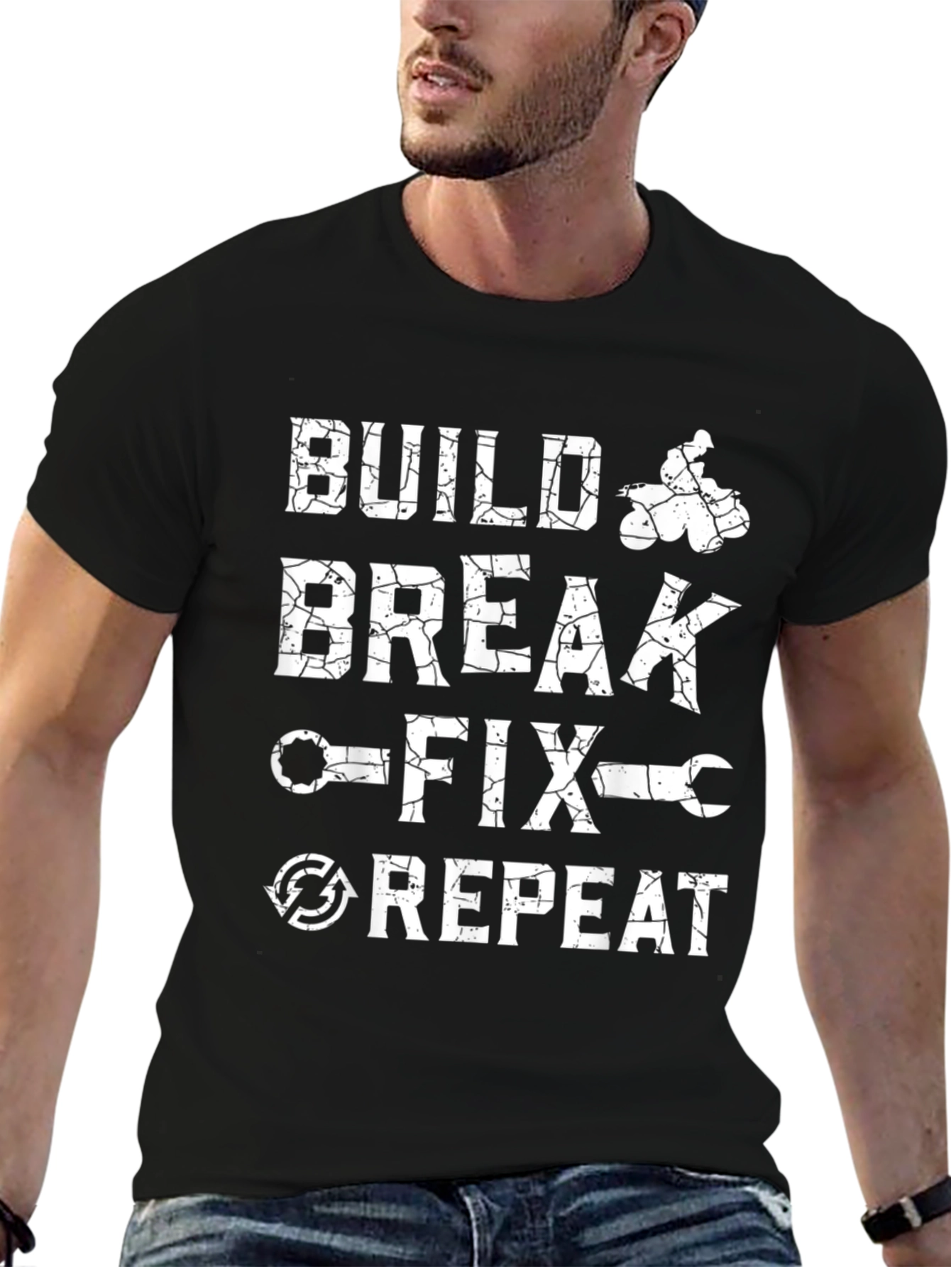 Build Break Fix Repeat T-Shirt - Mechanic Enthusiast Tee