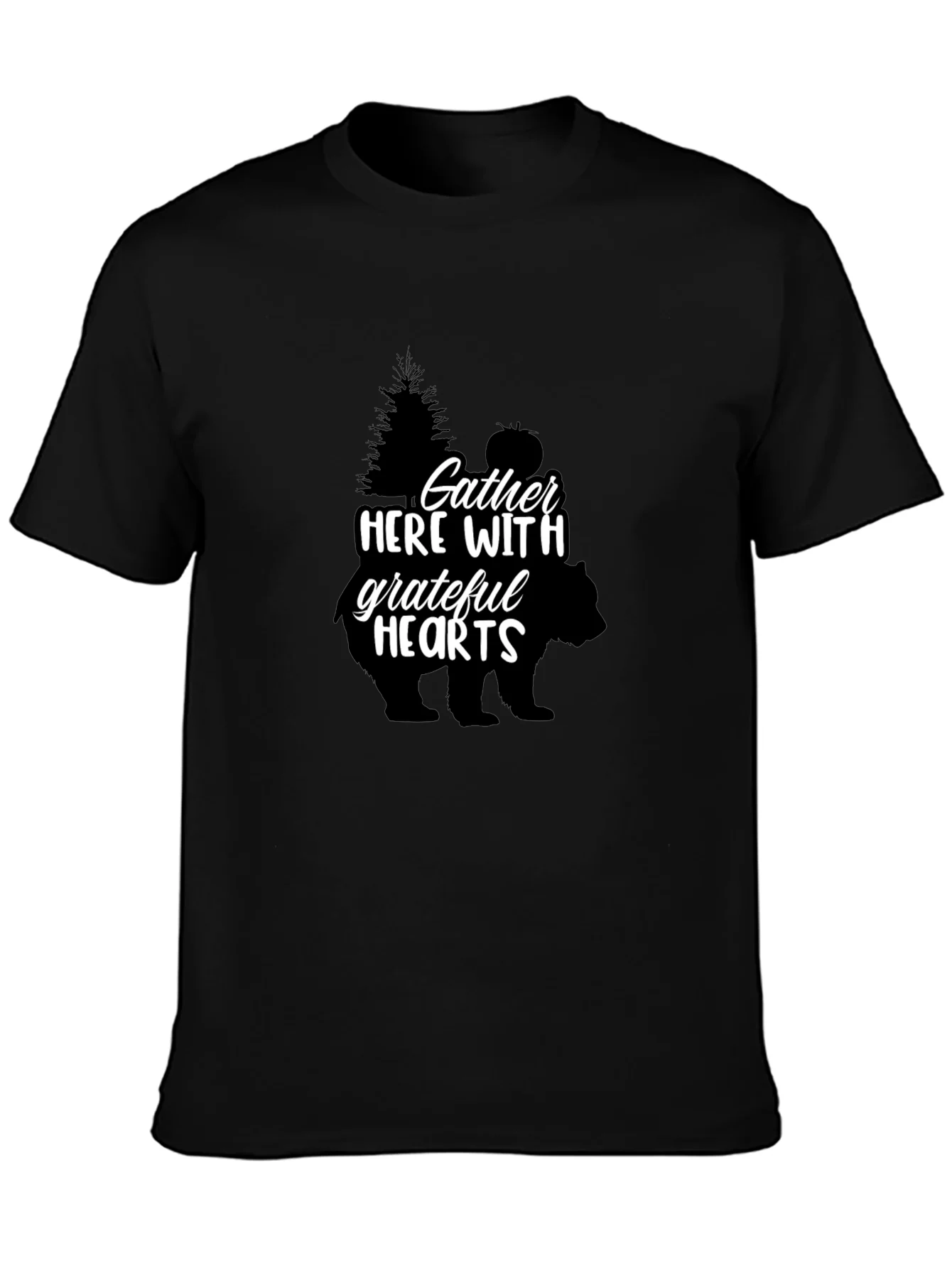 Gather Here With Grateful Hearts Black Tee