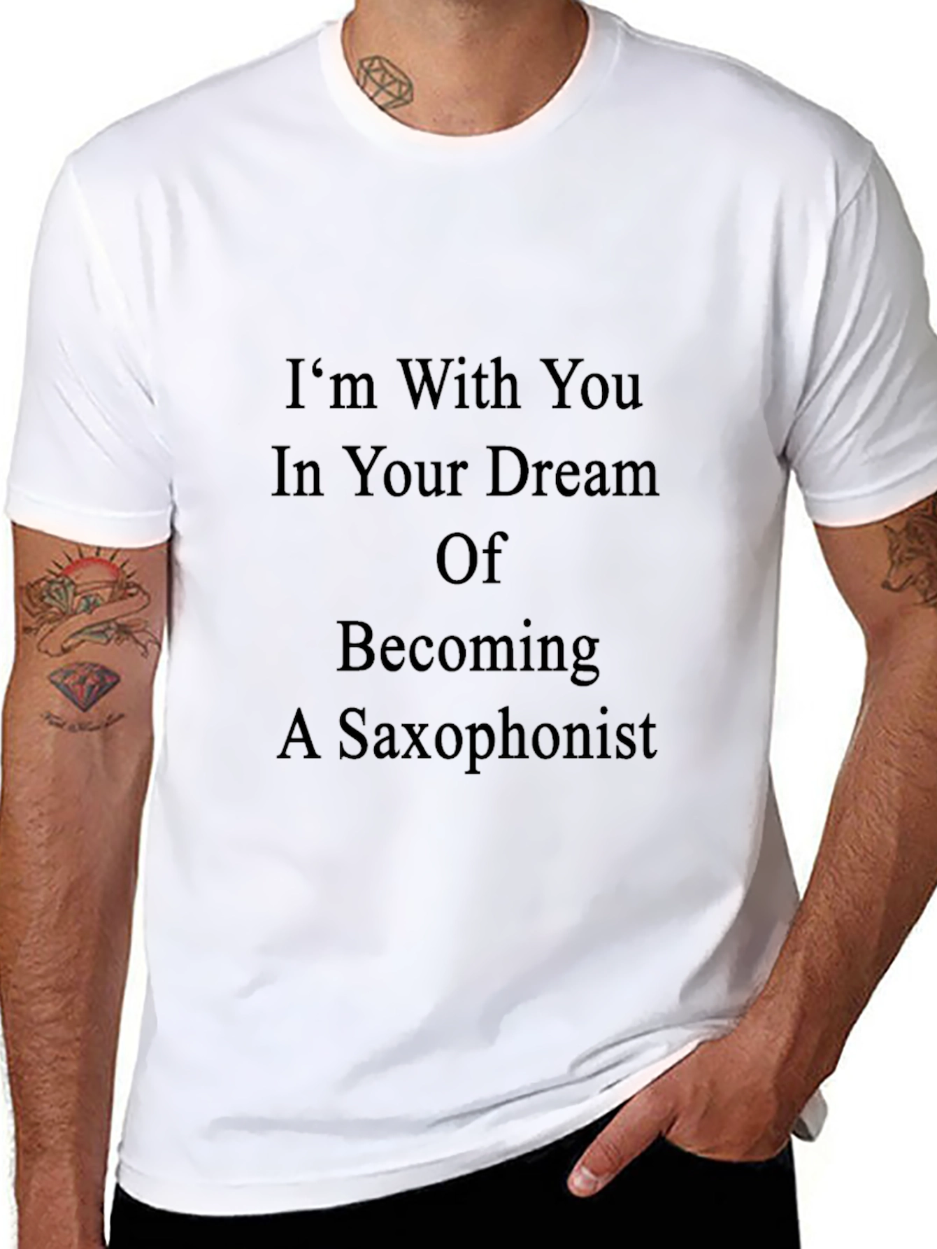 Saxophonist Dream T-Shirt - Black Crew Neck Tee