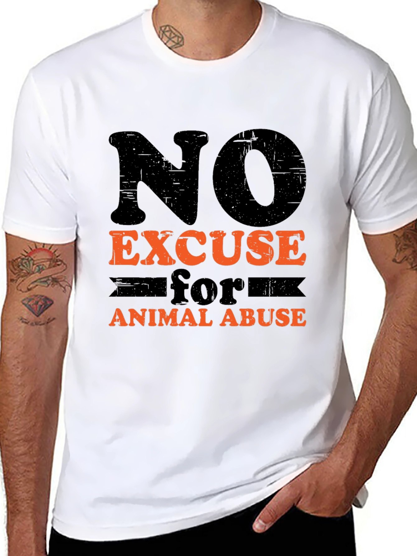 No Excuse for Animal Abuse Black T-Shirt
