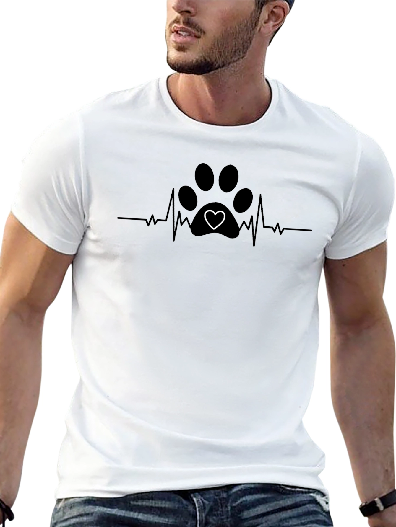 Paw Print Heartbeat T-Shirt - Dog Lover Tee