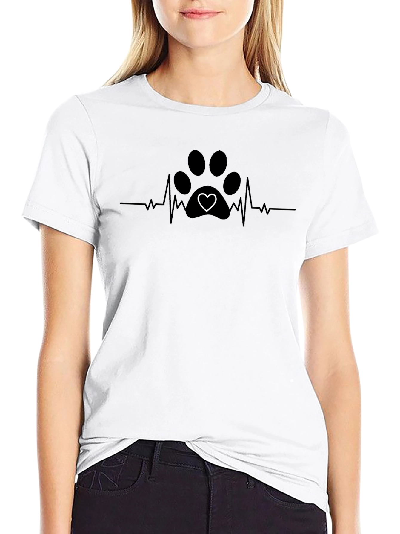 Paw Print Heartbeat T-Shirt - Dog Lover Tee