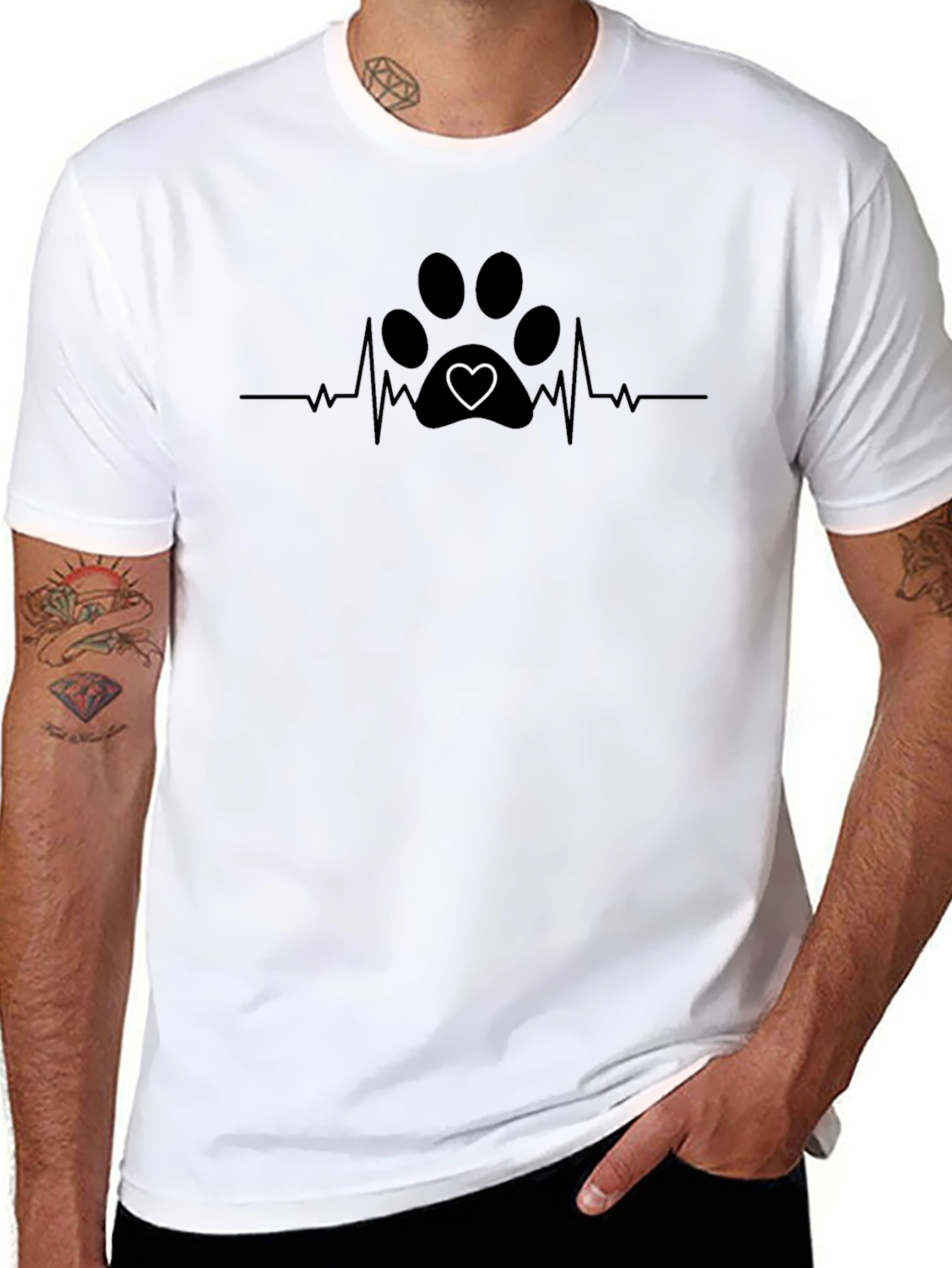 Paw Print Heartbeat T-Shirt - Dog Lover Tee