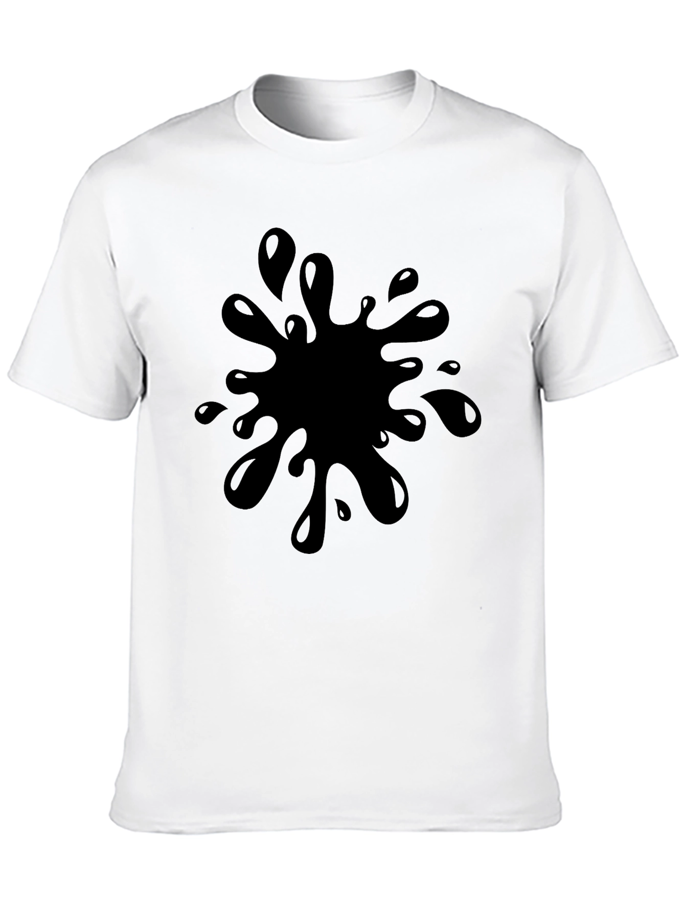 Black T-Shirt with Splash Graphic - Casual Wear