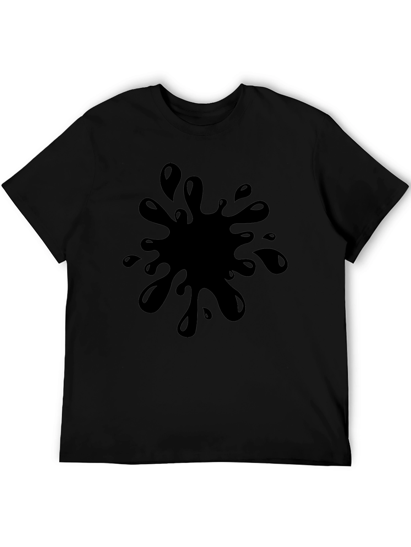 Black T-Shirt with Splash Graphic - Casual Wear