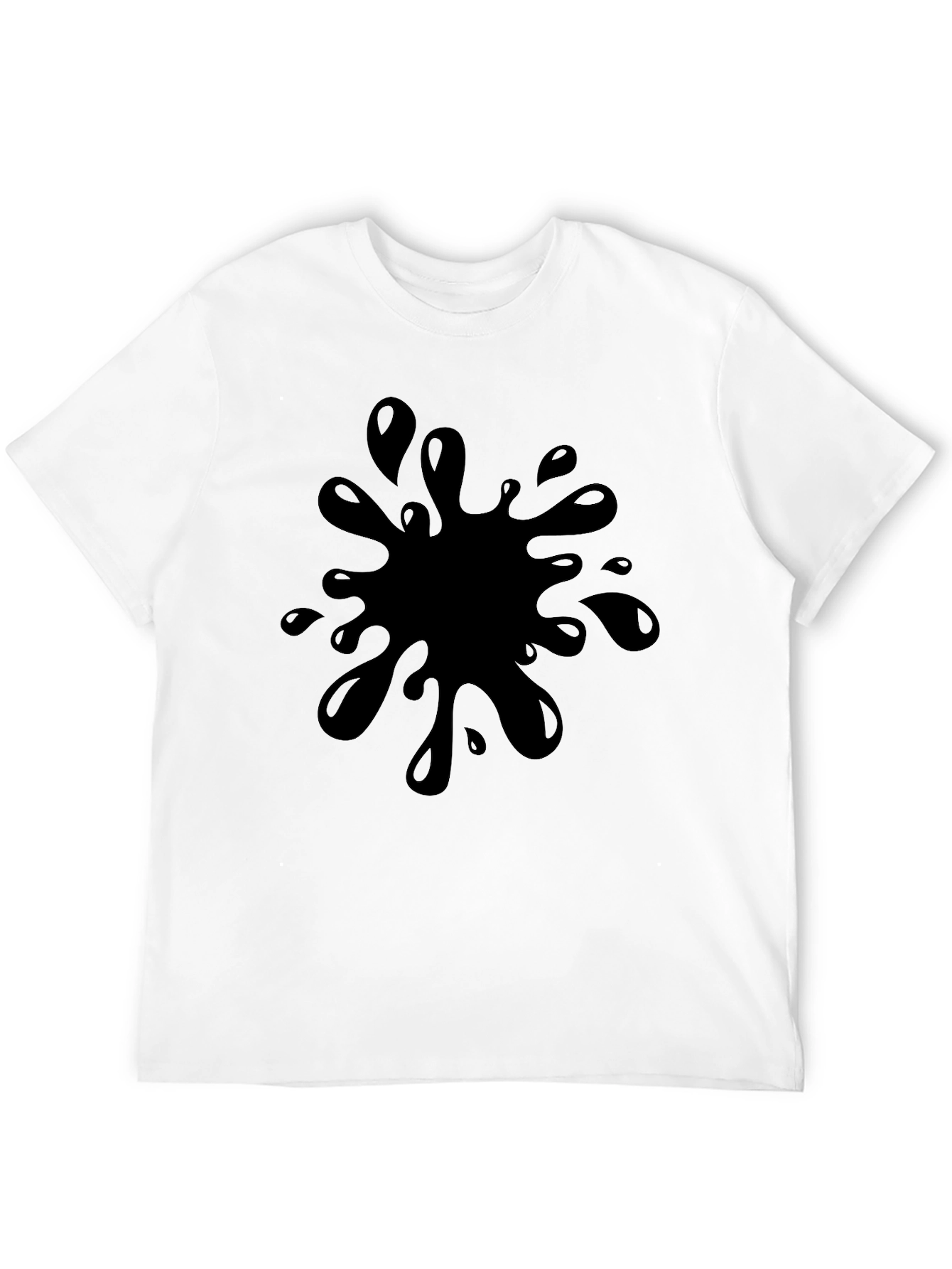 Black T-Shirt with Splash Graphic - Casual Wear