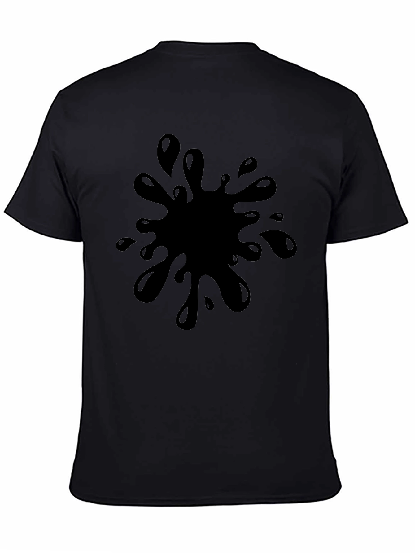 Black T-Shirt with Splash Graphic - Casual Wear