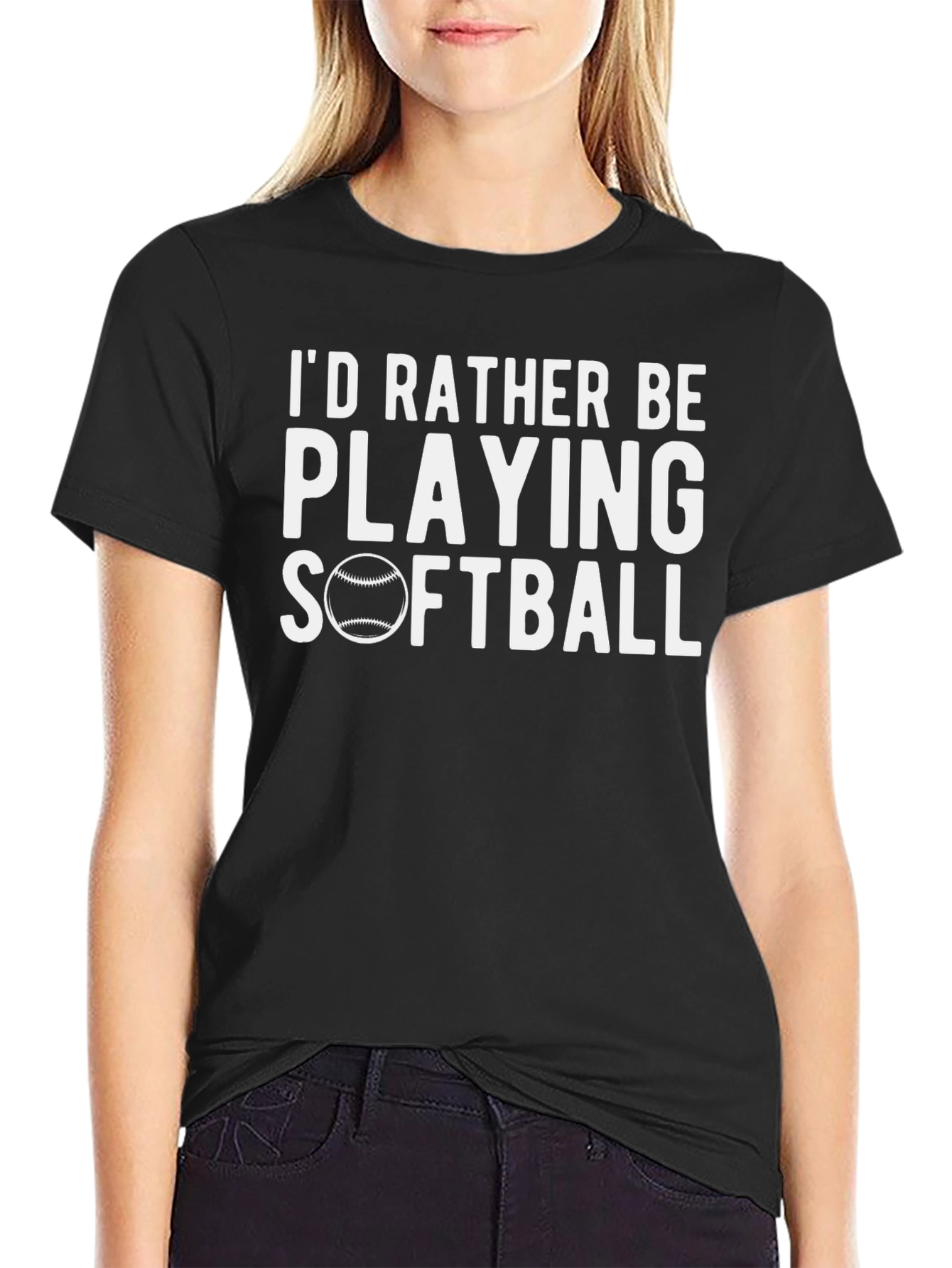 Id Rather Be Playing Softball Graphic Tee