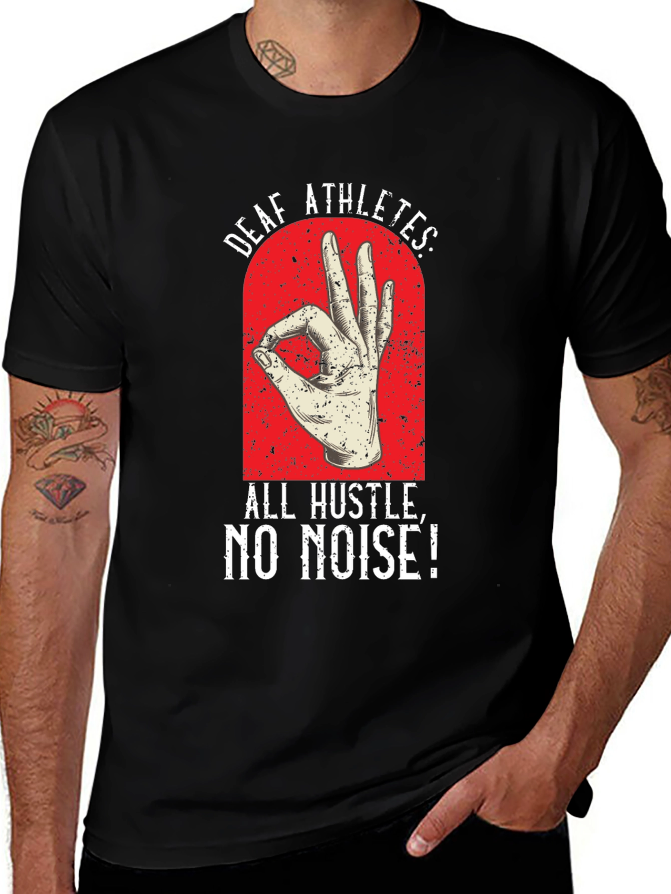 Deaf Athletes T-Shirt - All Hustle No Noise!