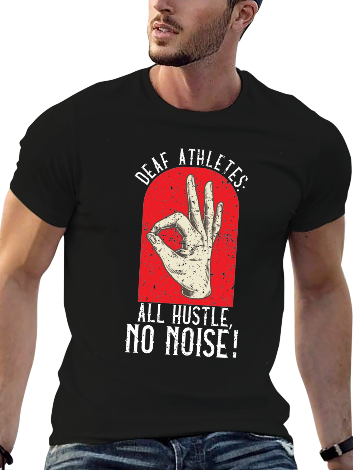 Deaf Athletes T-Shirt - All Hustle No Noise!