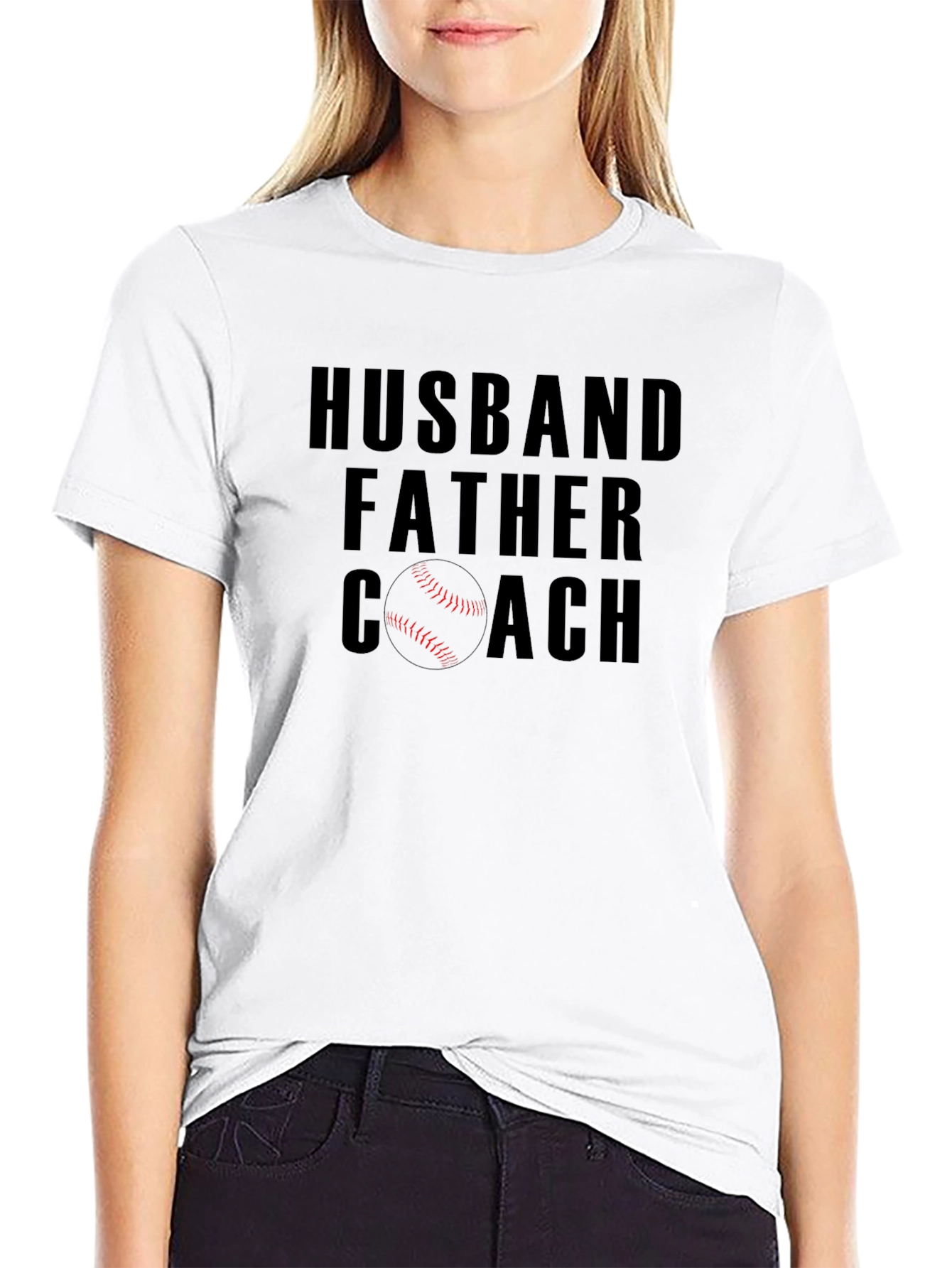 Husband Father Coach T-Shirt - Baseball Dad