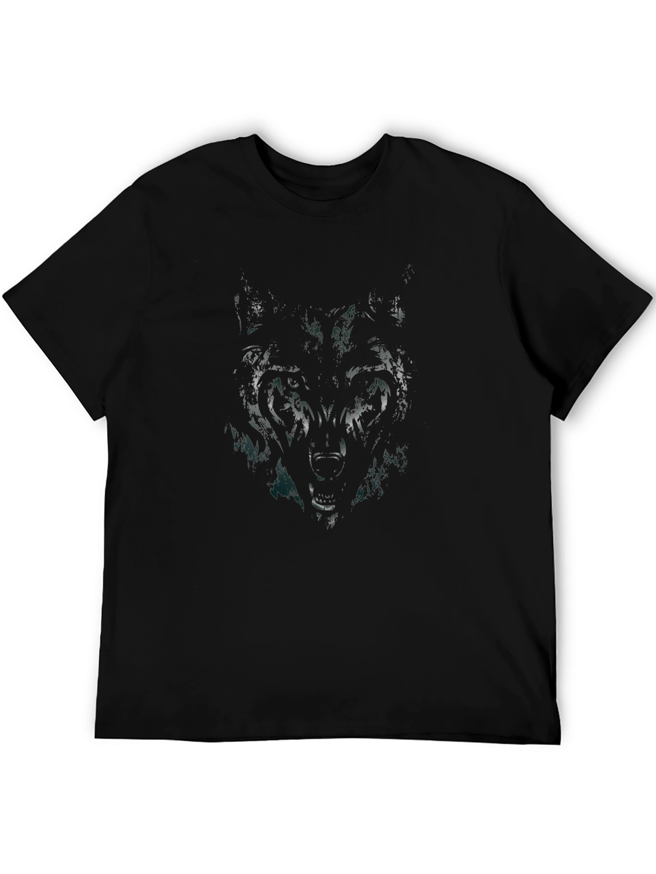 Wolf Graphic Print Black T-Shirt for Men