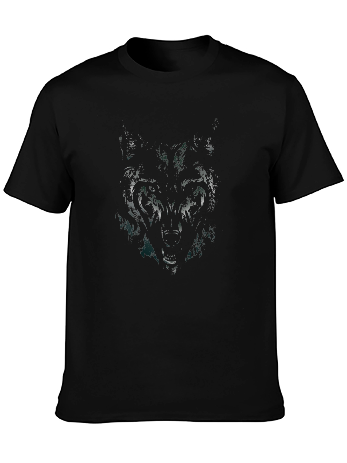 Wolf Graphic Print Black T-Shirt for Men