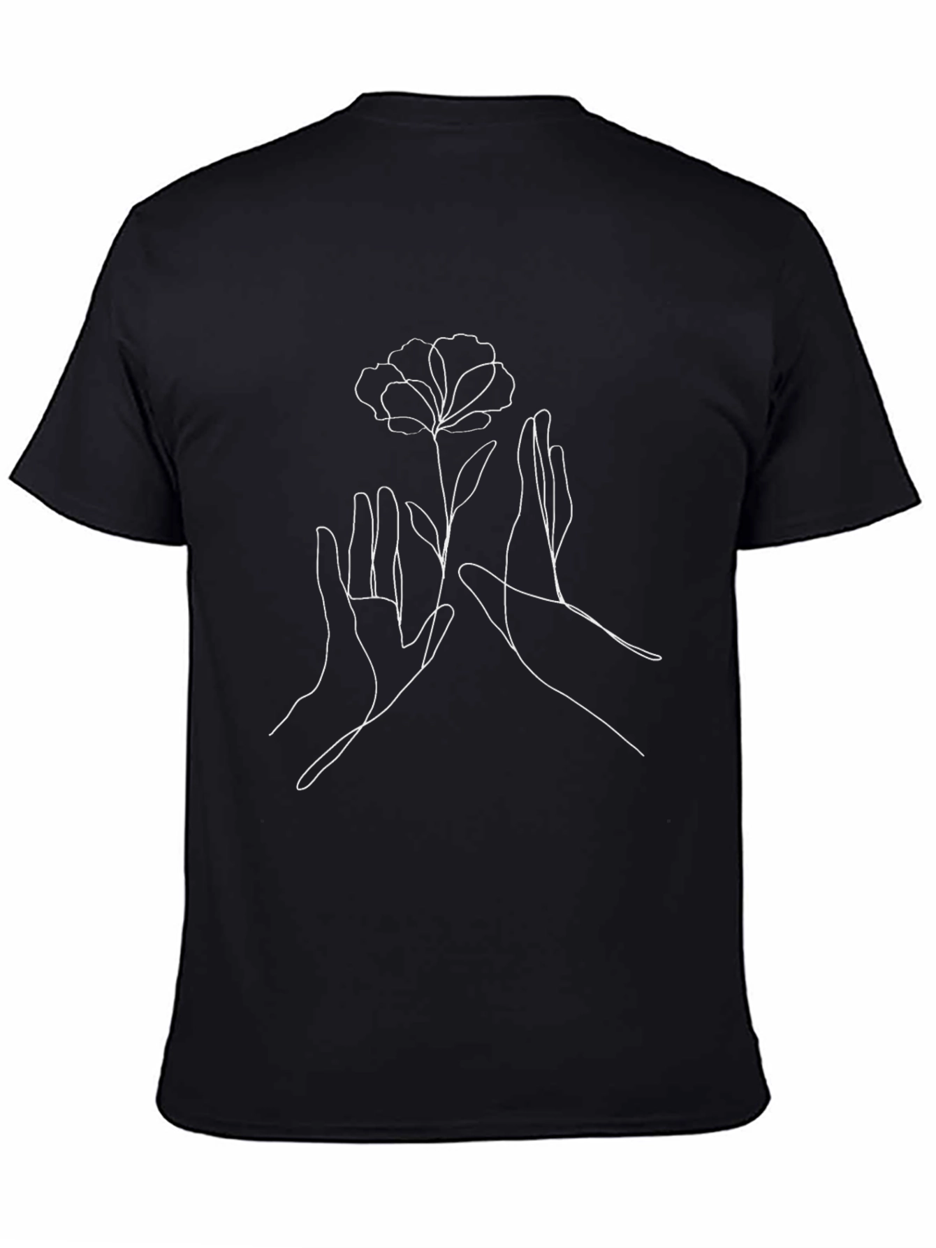 Minimalist Hands & Flower Graphic T-Shirt