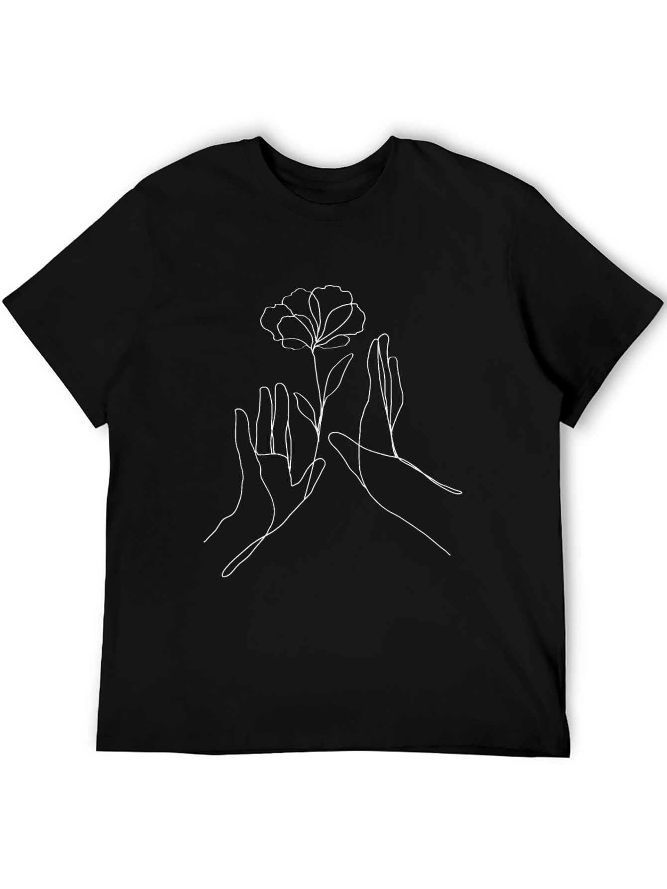 Minimalist Hands & Flower Graphic T-Shirt
