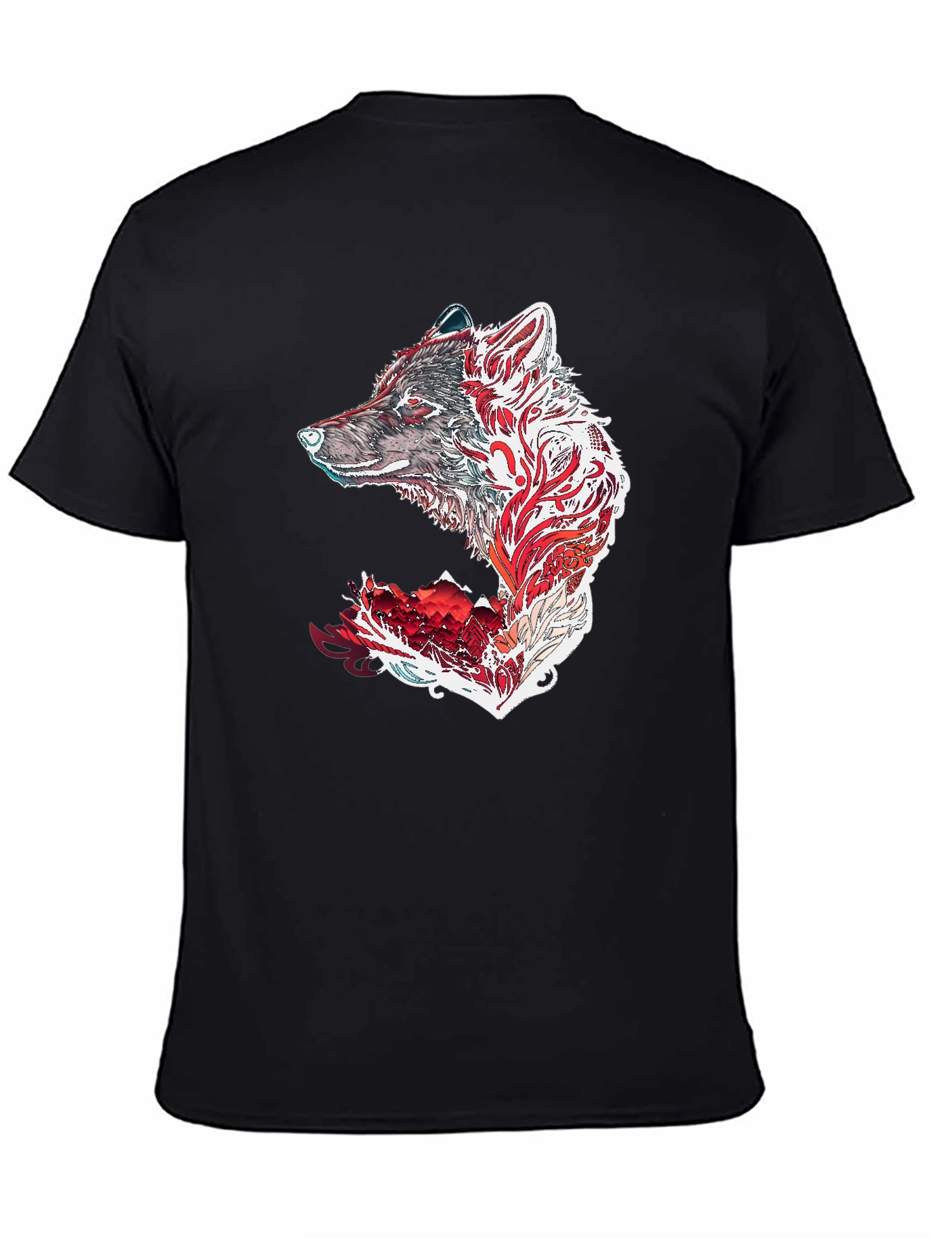 Wolf Graphic Print Black T-Shirt