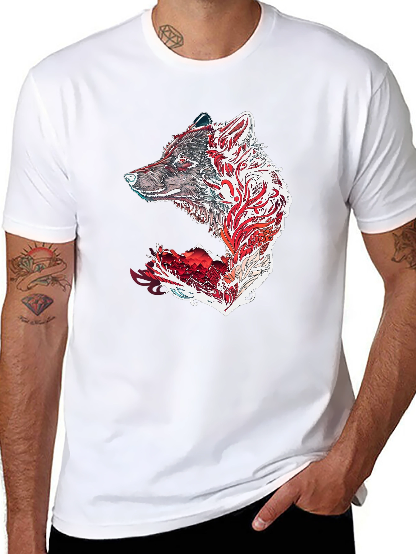 Wolf Graphic Print Black T-Shirt