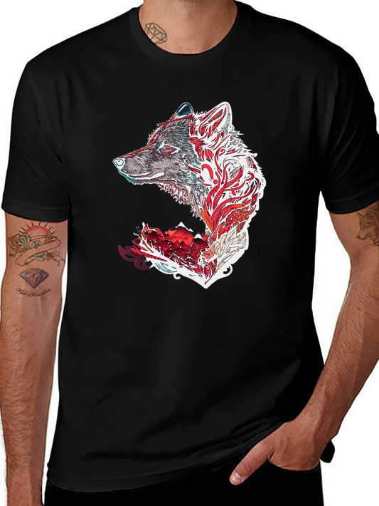 Wolf Graphic Print Black T-Shirt