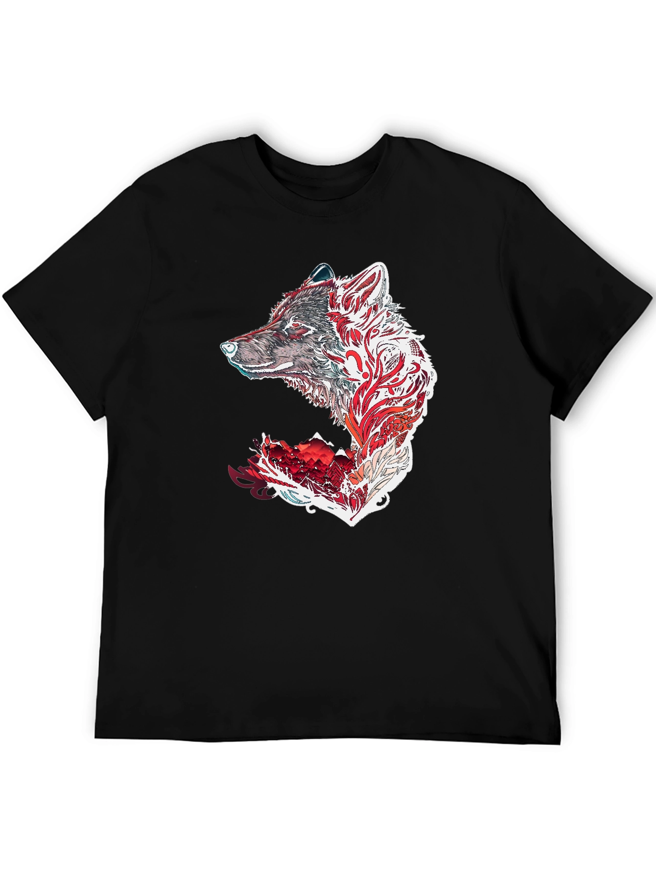 Wolf Graphic Print Black T-Shirt