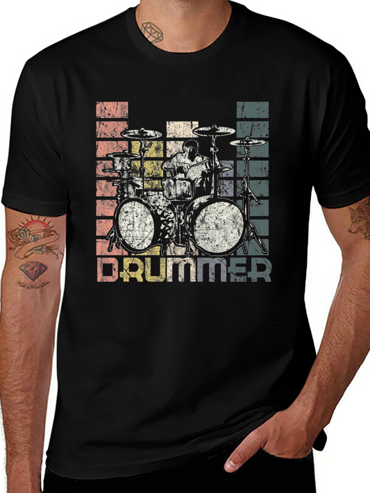 Vintage Drummer T-Shirt - Musician Graphic Tee