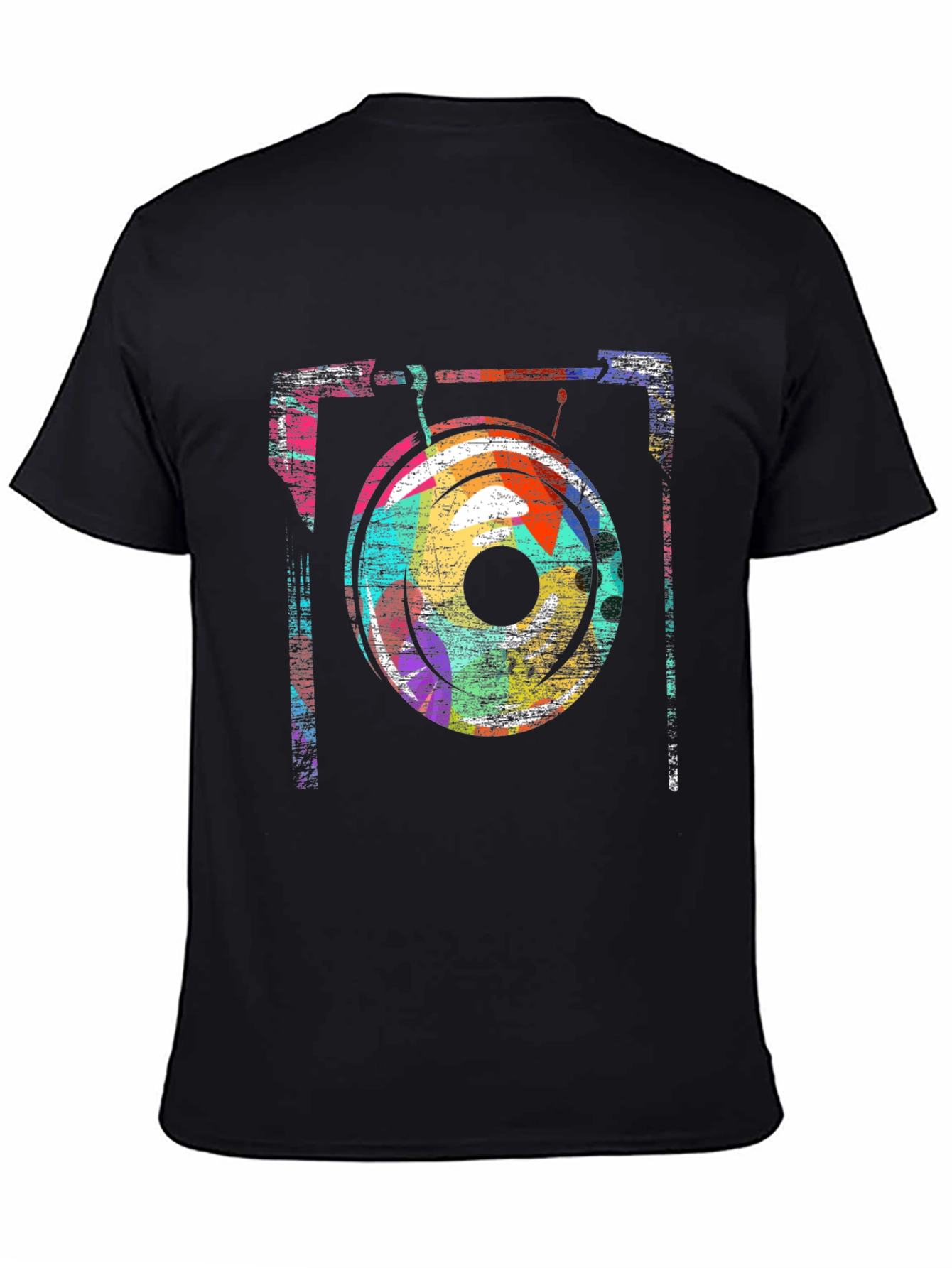 Abstract Turntable Graphic Tee - Retro DJ Style