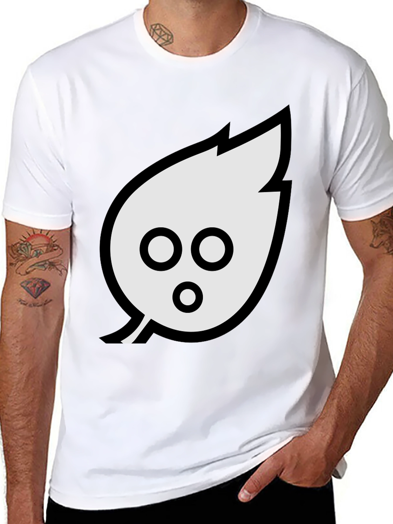 Mens Black T-Shirt with Leaf Graphic