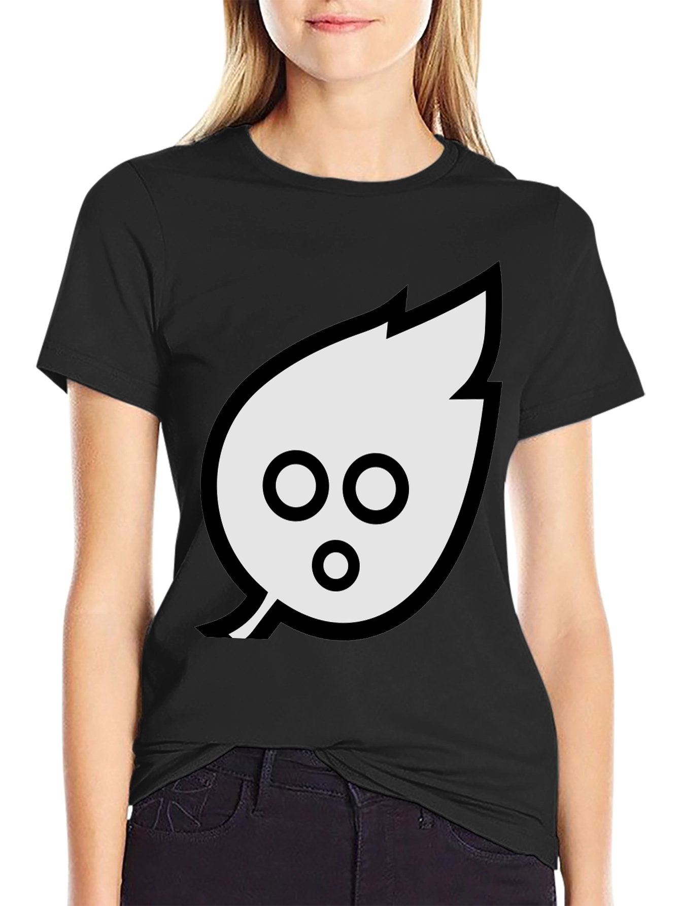 Mens Black T-Shirt with Leaf Graphic