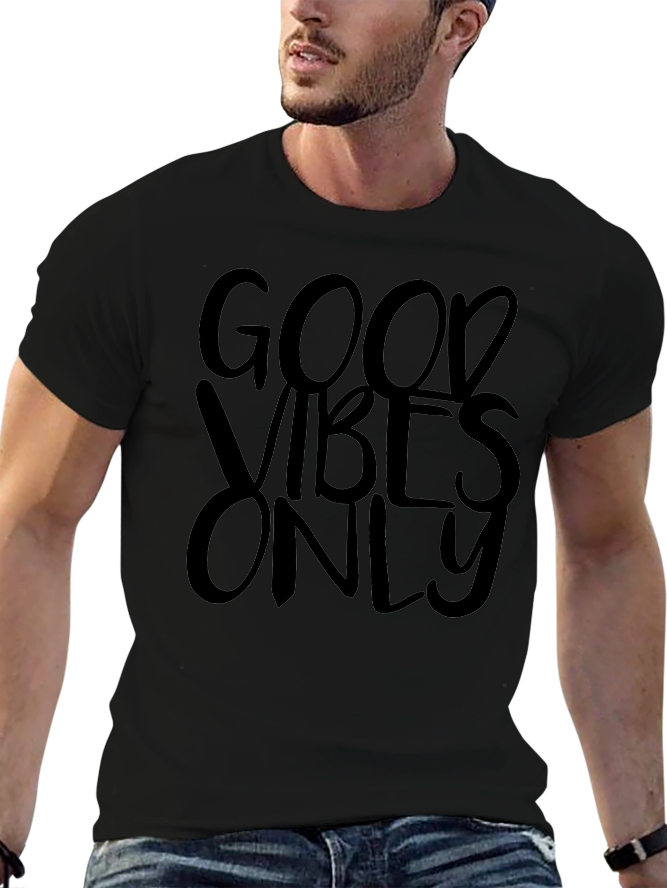 Good Vibes Only Black Graphic T-Shirt